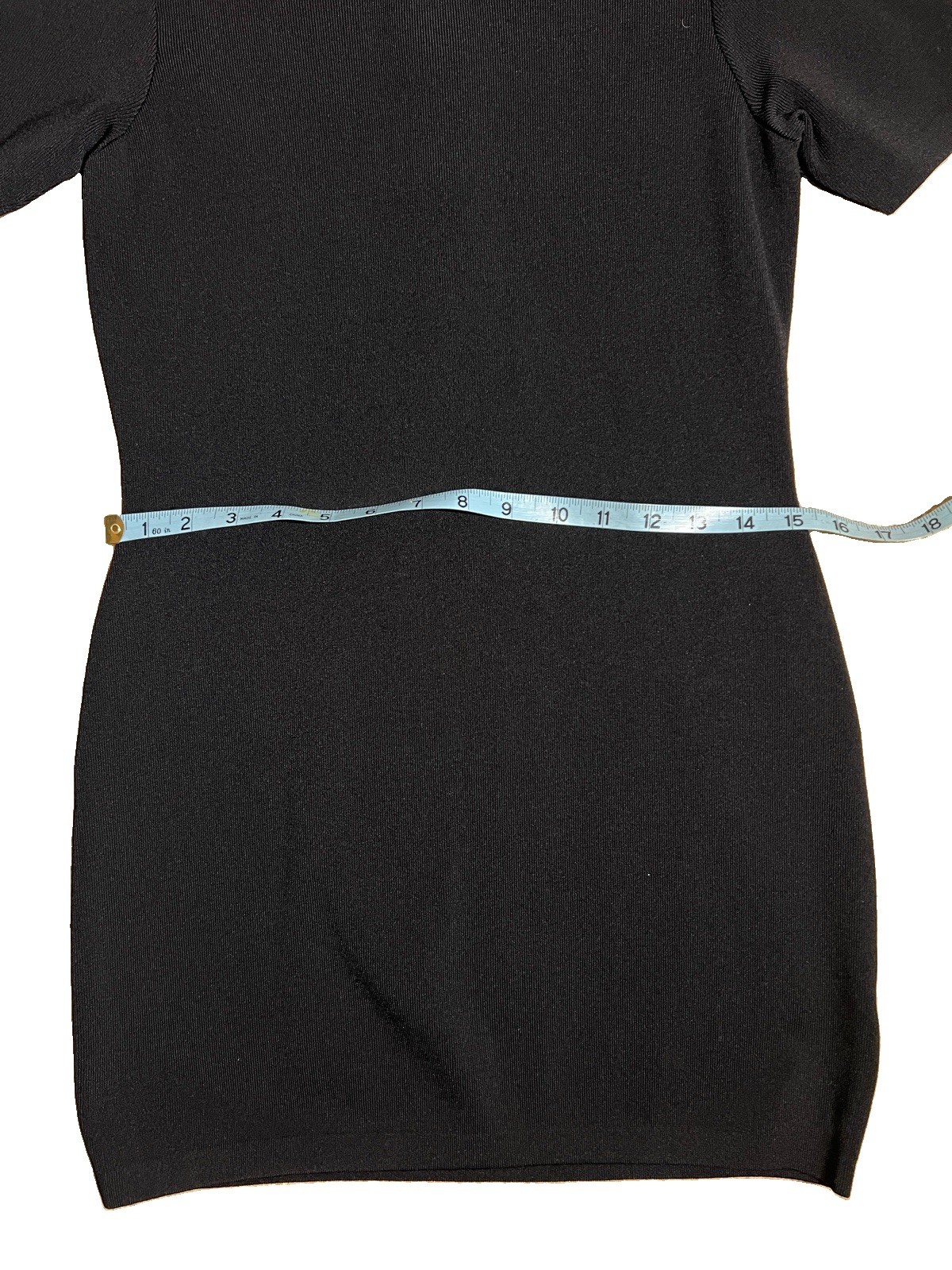 ALPHA Massimo Rebecchi Black Ribbed Knit Bodycon Mini Dress | Zip Back Descripti