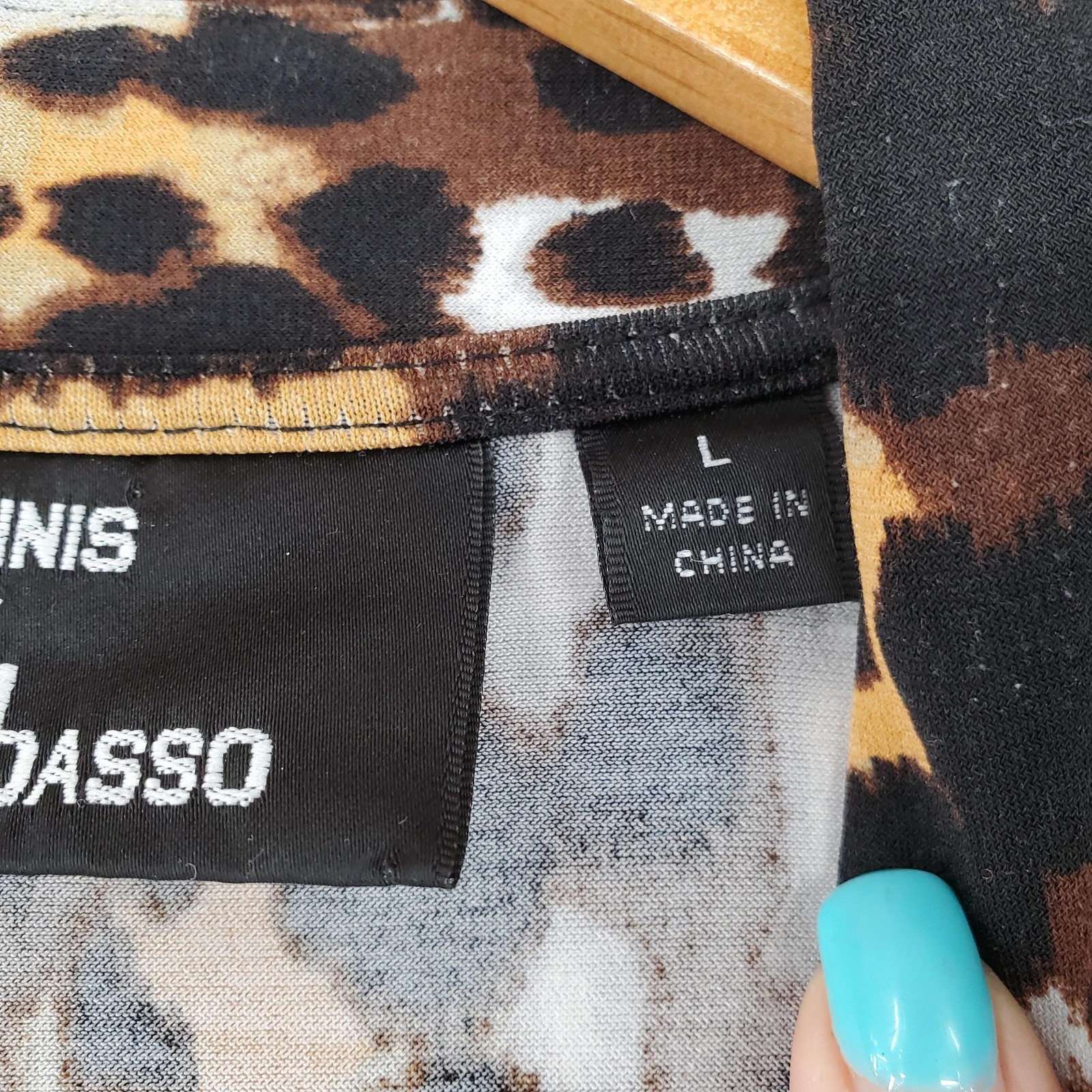 Dennis Basso Dress Womens Large Brown Leopard Print Wrap Long Sleeve Jersey