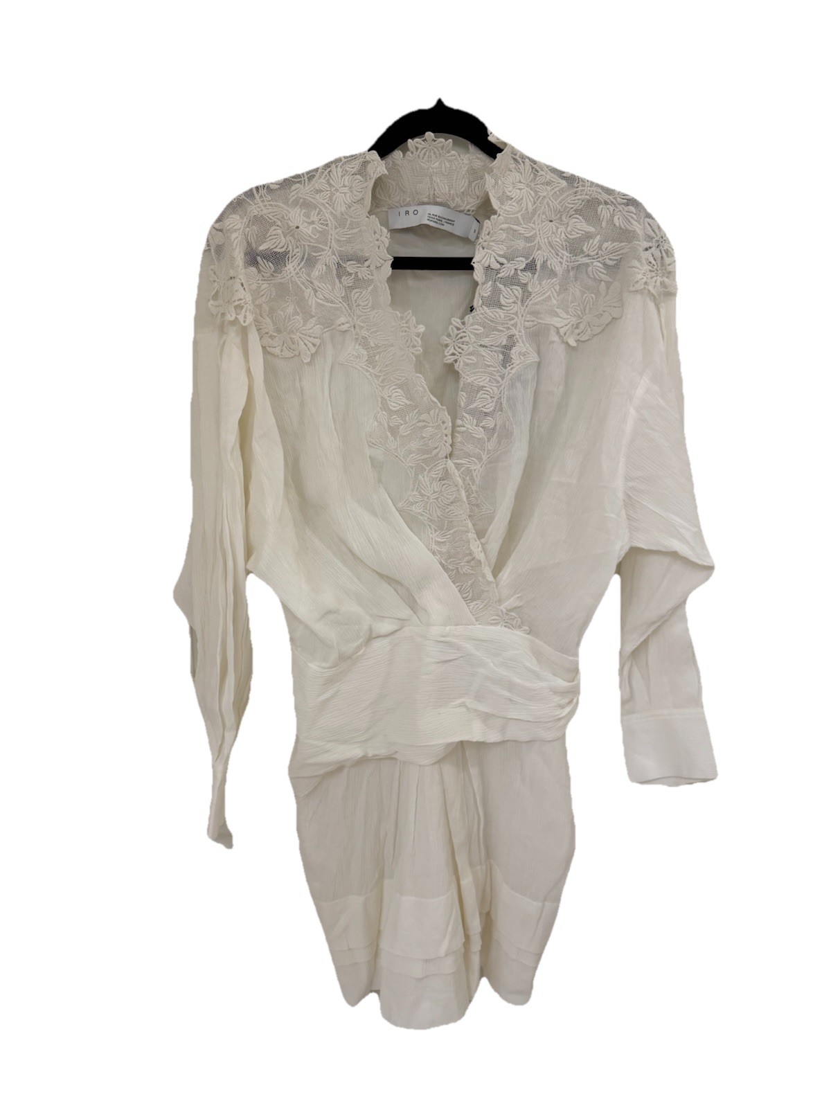 IRO COYA 21S White Floral Lace V-Neck Long Sleeve Sheath Dress Size 40
