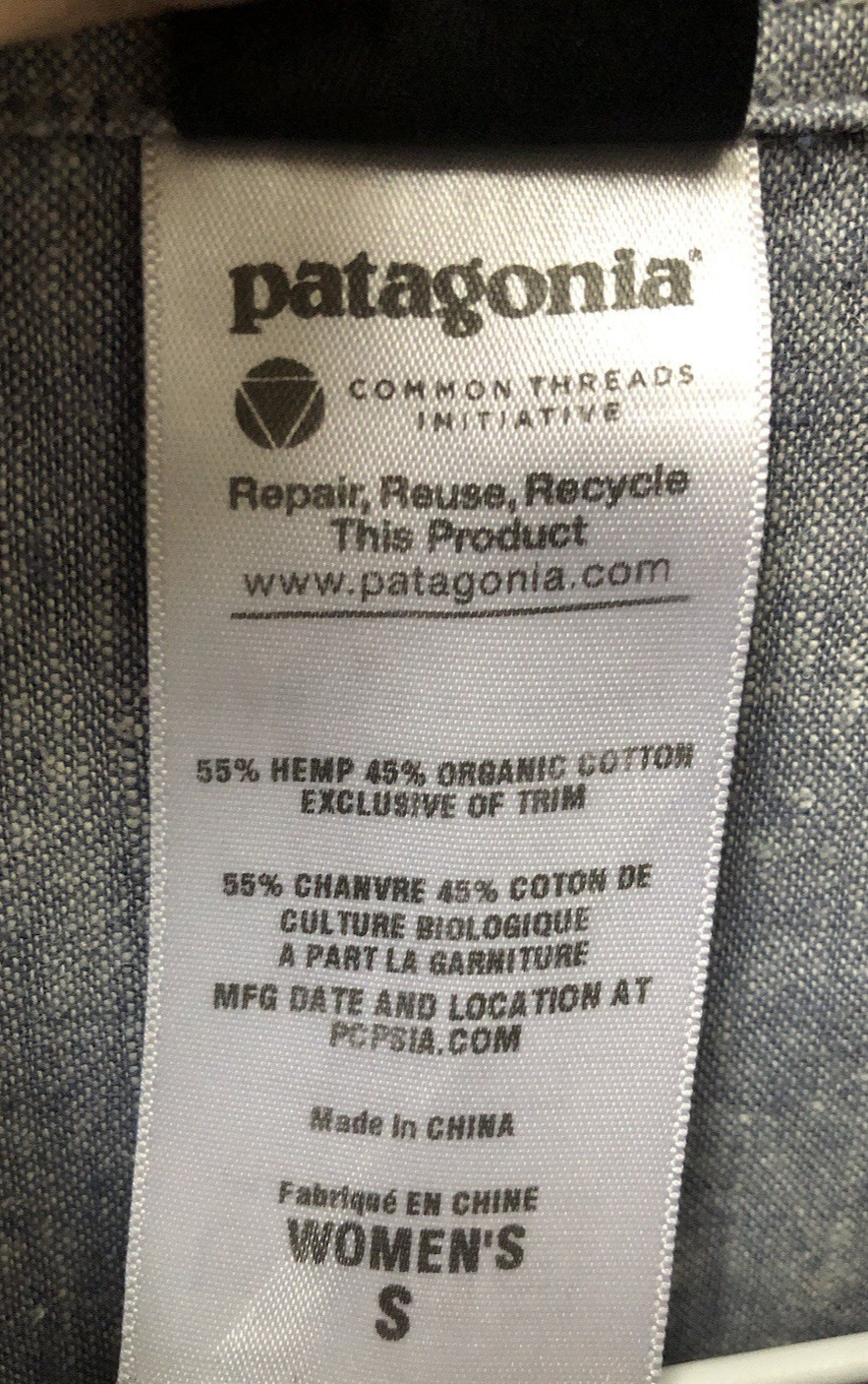 Patagonia Common Threads Partnership Hemp Organic Cotton Mix Dress Size S