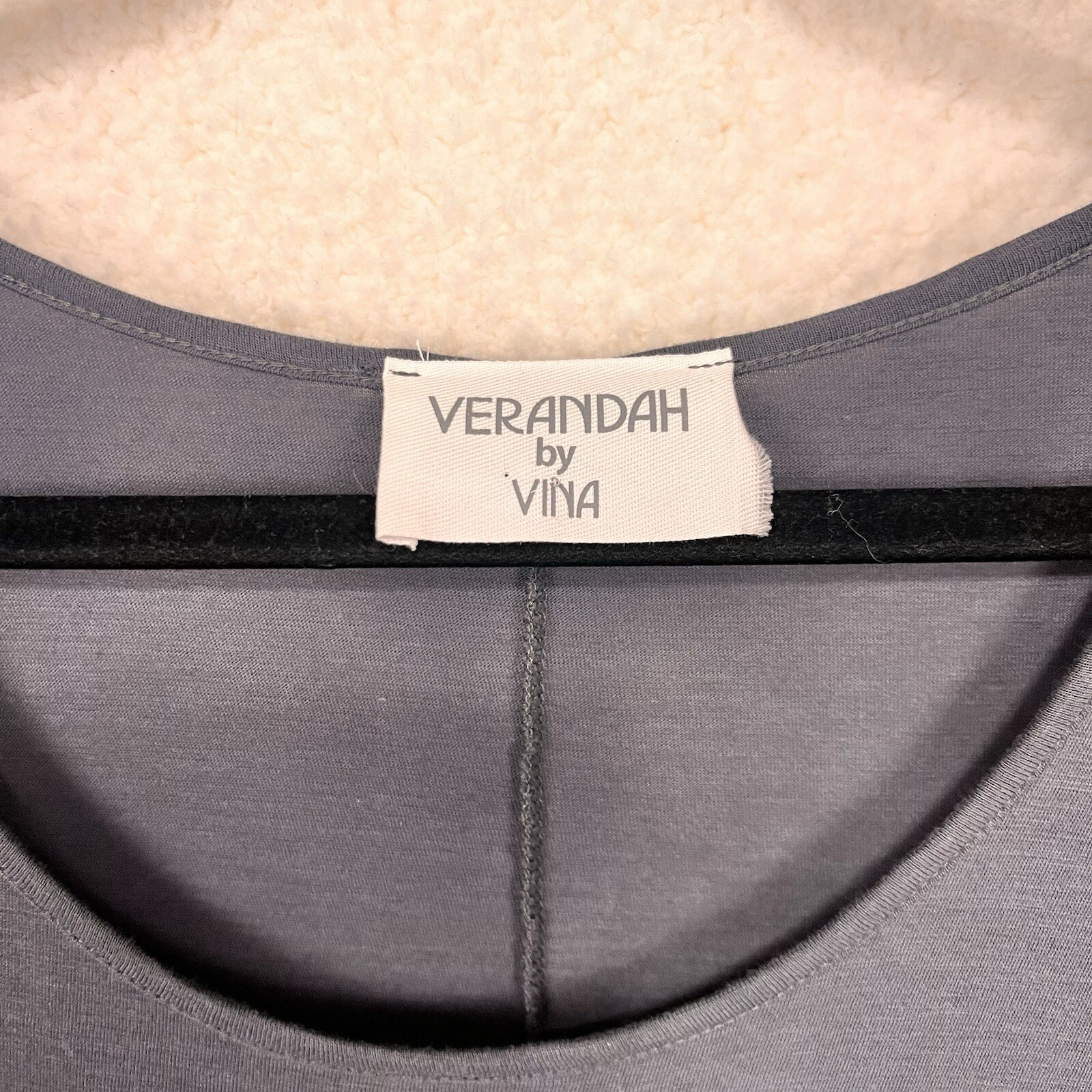Verandah By Vina Dress Women’s One Size Gray Cotton Midi Lagenlook Pockets