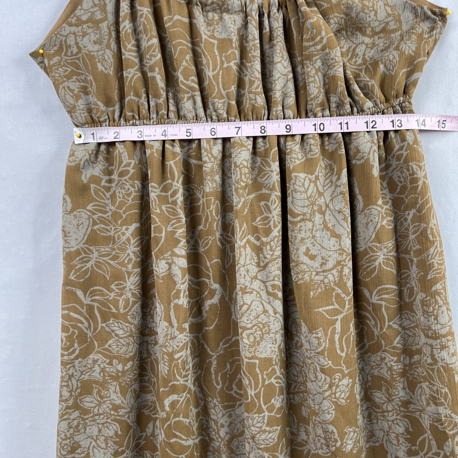 To The Max Dress Size 6 Brown Floral Empire Waist Knee Length Ruffled Boho