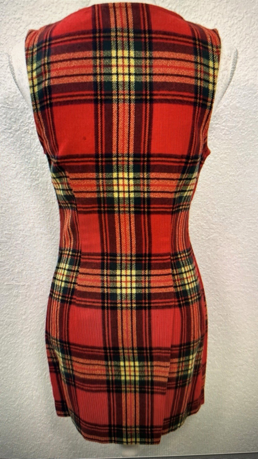 Vera Wang Dress Princess Plaid Sz 7 Red Tartan Holiday Mod Preppy Christmas