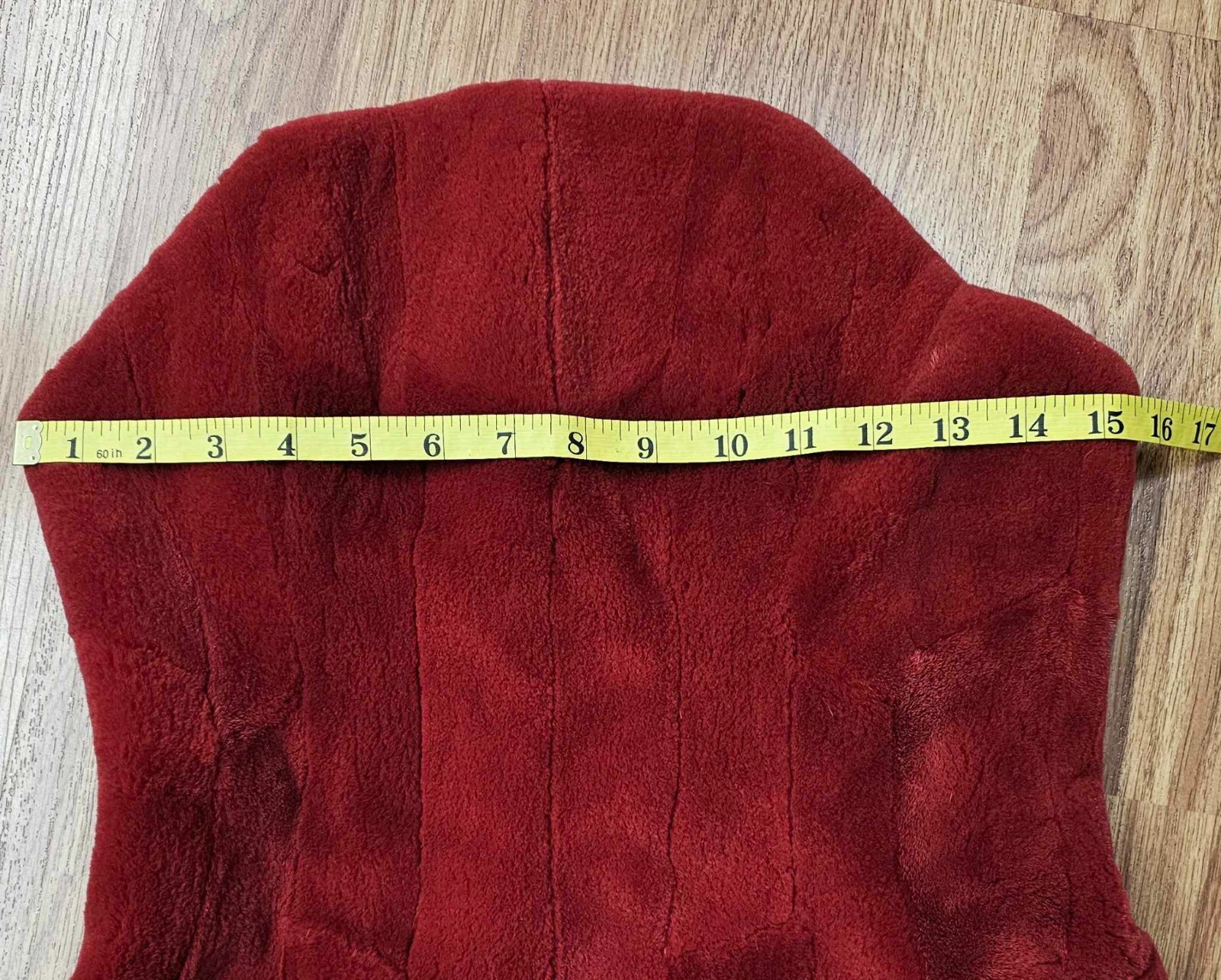 Vintage Red Shearling Fur Strapless Mini Dress w/ Beaded Leather Pocket Size M
