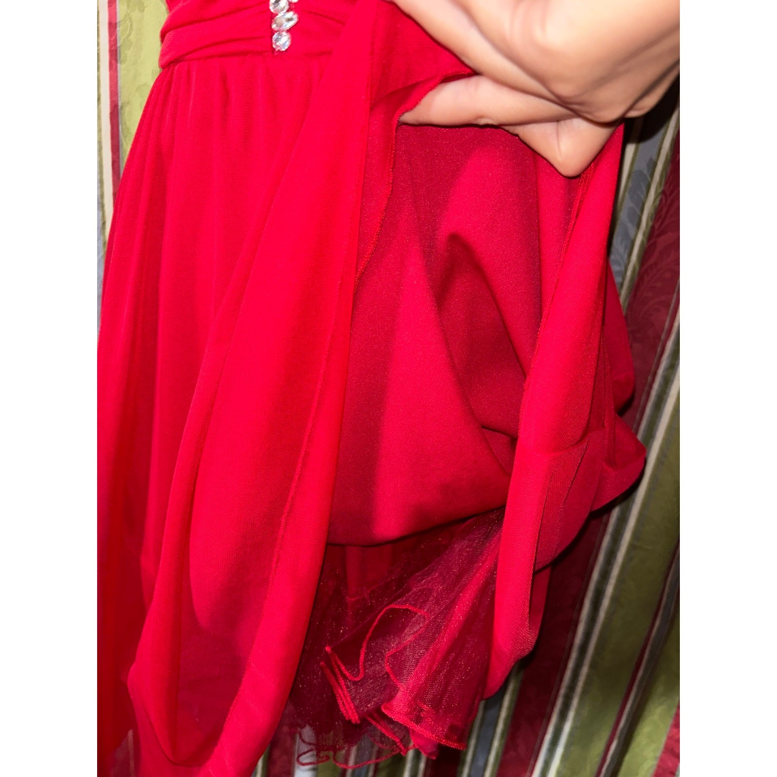 Red Strapless Rhinestone Homecoming Dress Fit & Flare Party Dress Size 7 (S)