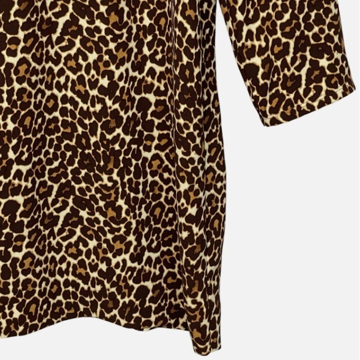 J.Crew Leopard Print Long Sleeve Shift Dress K2150 Brown Tan Womens 12