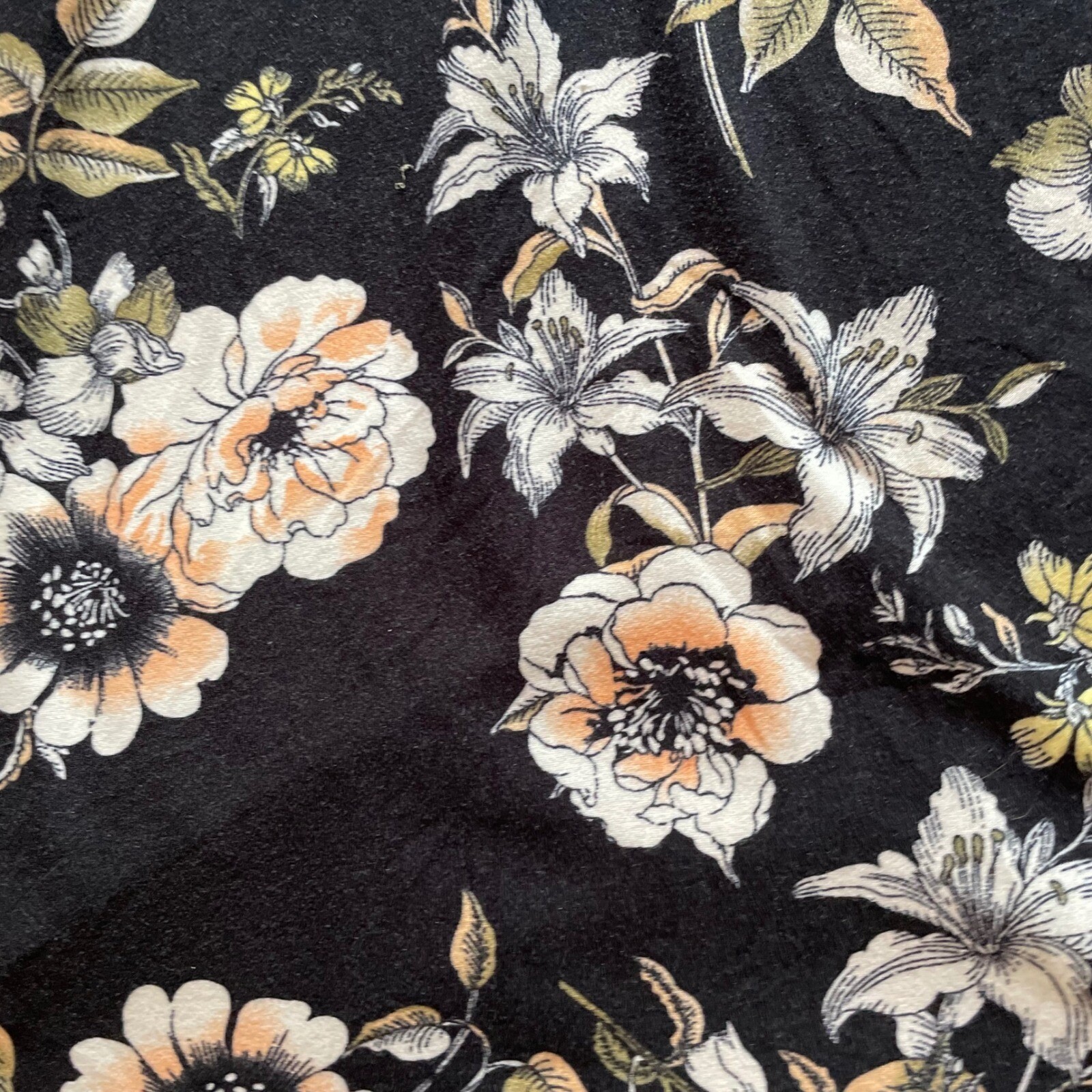 Sauci Womens Floral Mini Shift Dress Large Tie Back Casual Black Stretch Comfort
