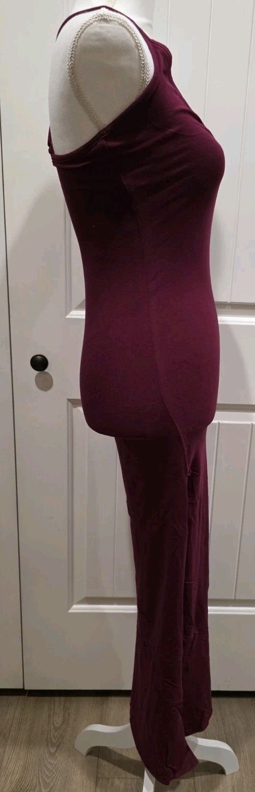 Bozollo Maroon Bodycon Maxi Double Side Slits Criss Cross Front & Back Size M