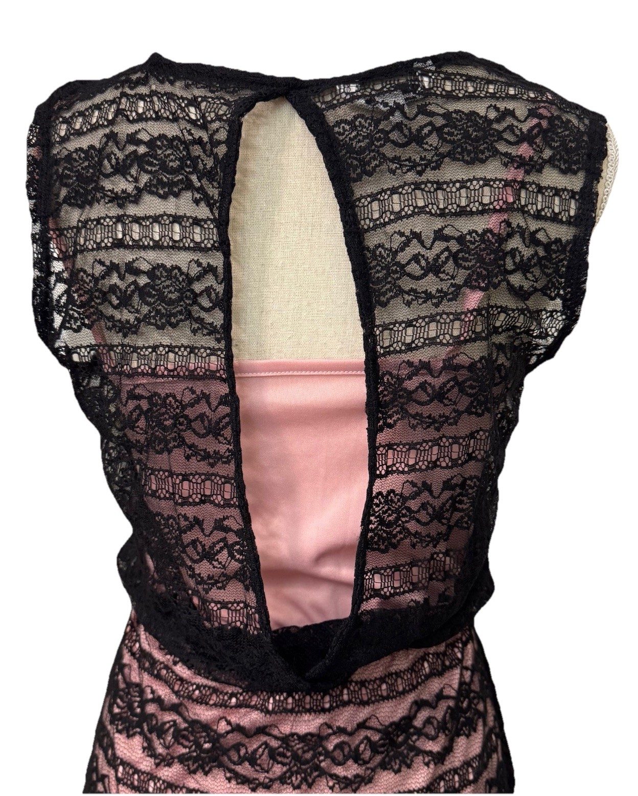 Speechless Womens Black Lace Overlay Pink Lining Sz Small Sleeveless Fit Flare