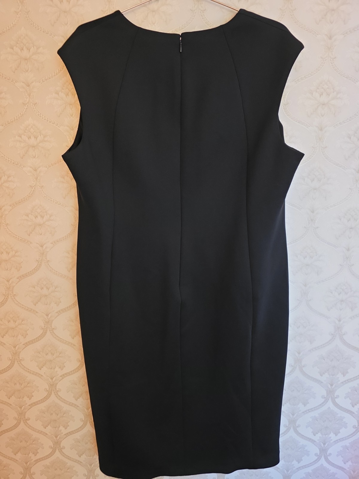 Calvin Klein Black Sheath Dress Snake Pattern Down Front Back Zipper Size 18W