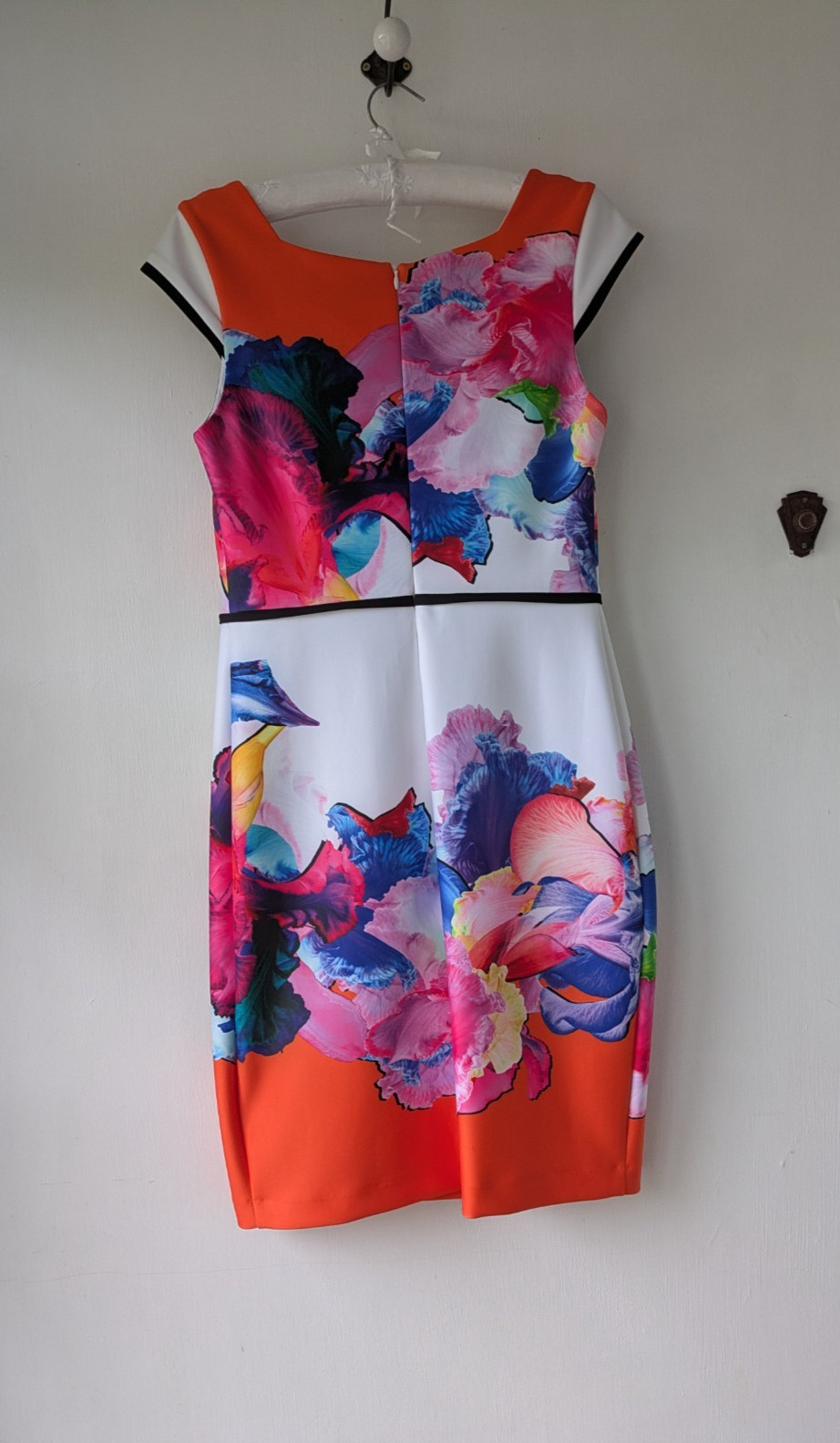 Joseph Ribkoff Multi Floral Mix Shift Dress With Stretch Cap Sleeve Size UK 12