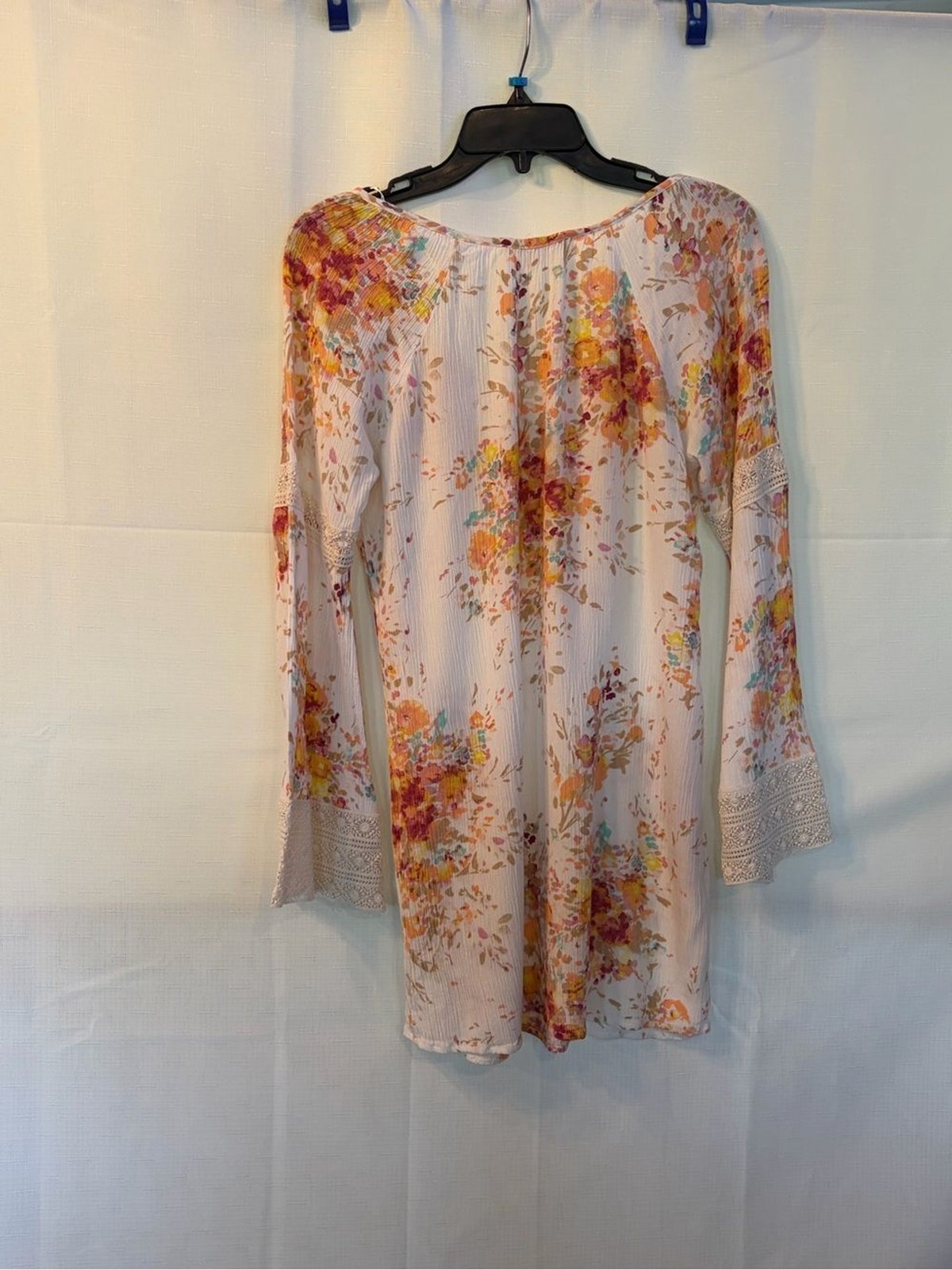 Lovestitch Cream Floral Peasant Blouse with Pink & Yellow Blossoms