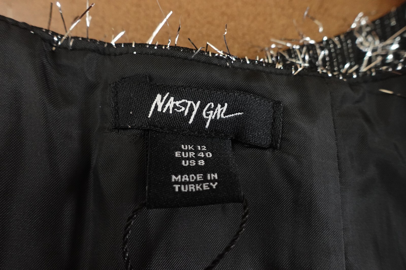 Nasty Gal Womens Size 8 Black Silver Tinsel Halter Neck Mini Dress NWT