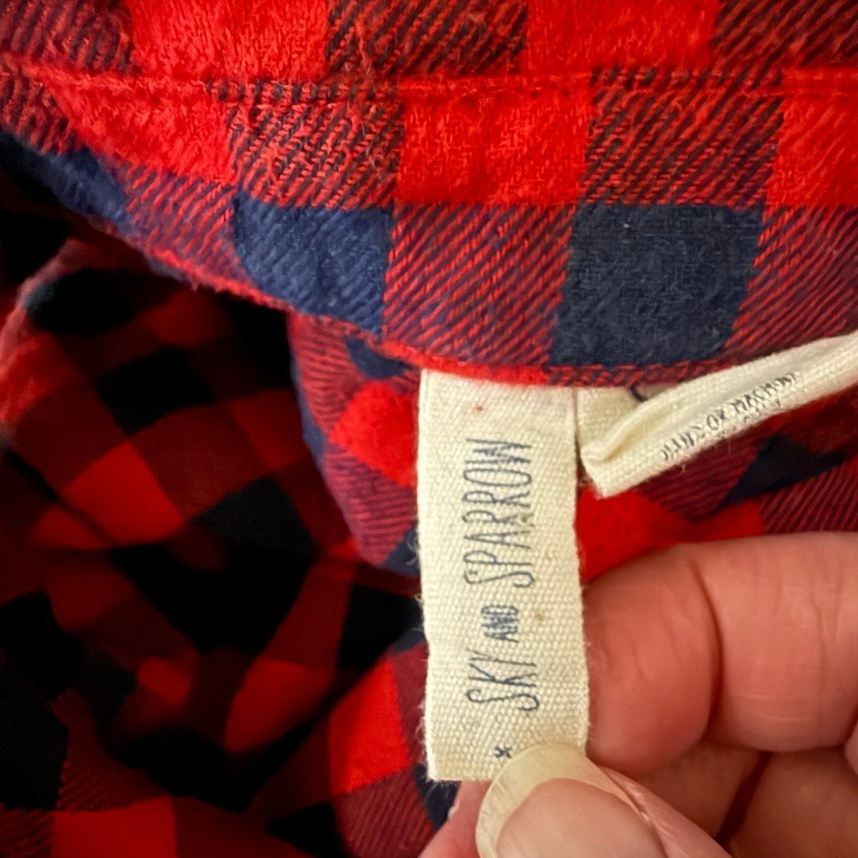 Sky and Sparrow Red Plaid Dress Collared Button Down Long Sleeve Cold Shoulder S