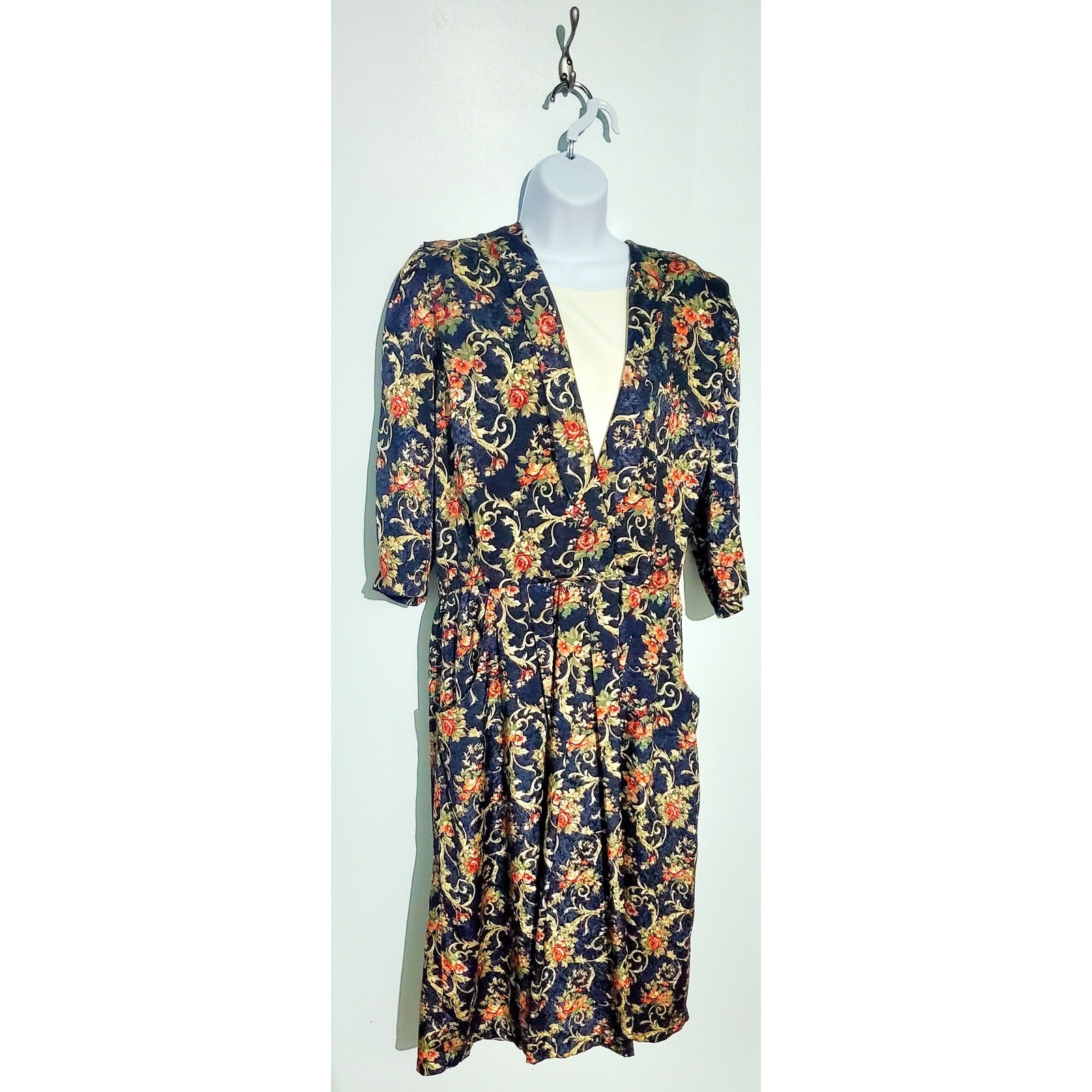 Vintage Breli Originals Womens Floral Jacquard Dress Size 16 Cottagecore 80s Mom