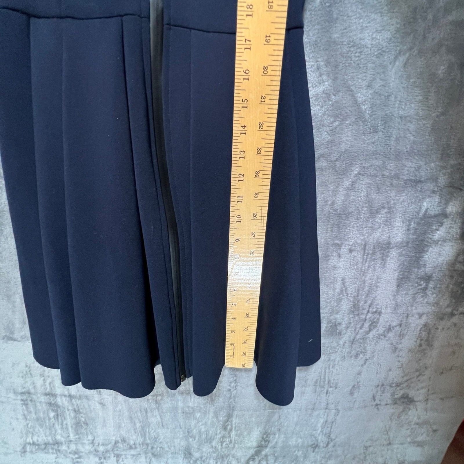 T by Alexander Wang Navy Scuba Front Zip Pleated Mini Dress Pockets sz XS Sporty