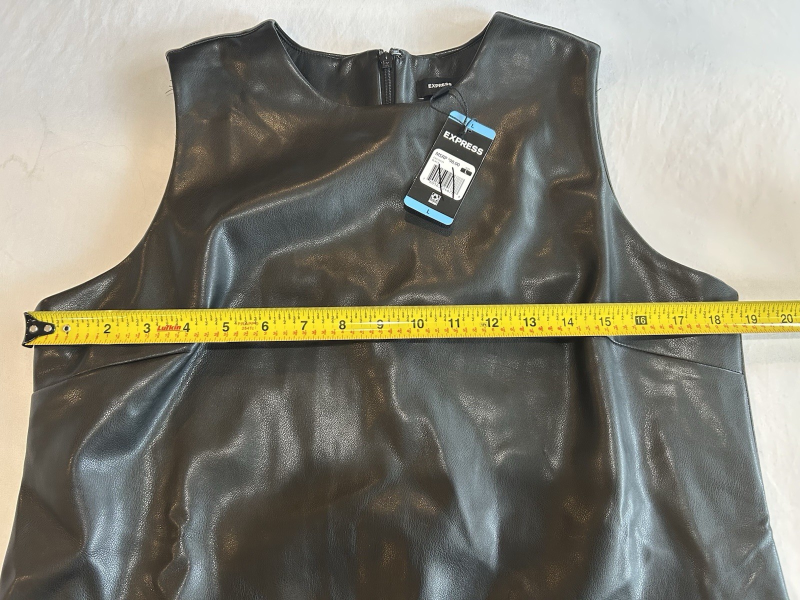Express Dress Womens Large Shift Dress Black Faux Leather Goth Biker MSRP $98