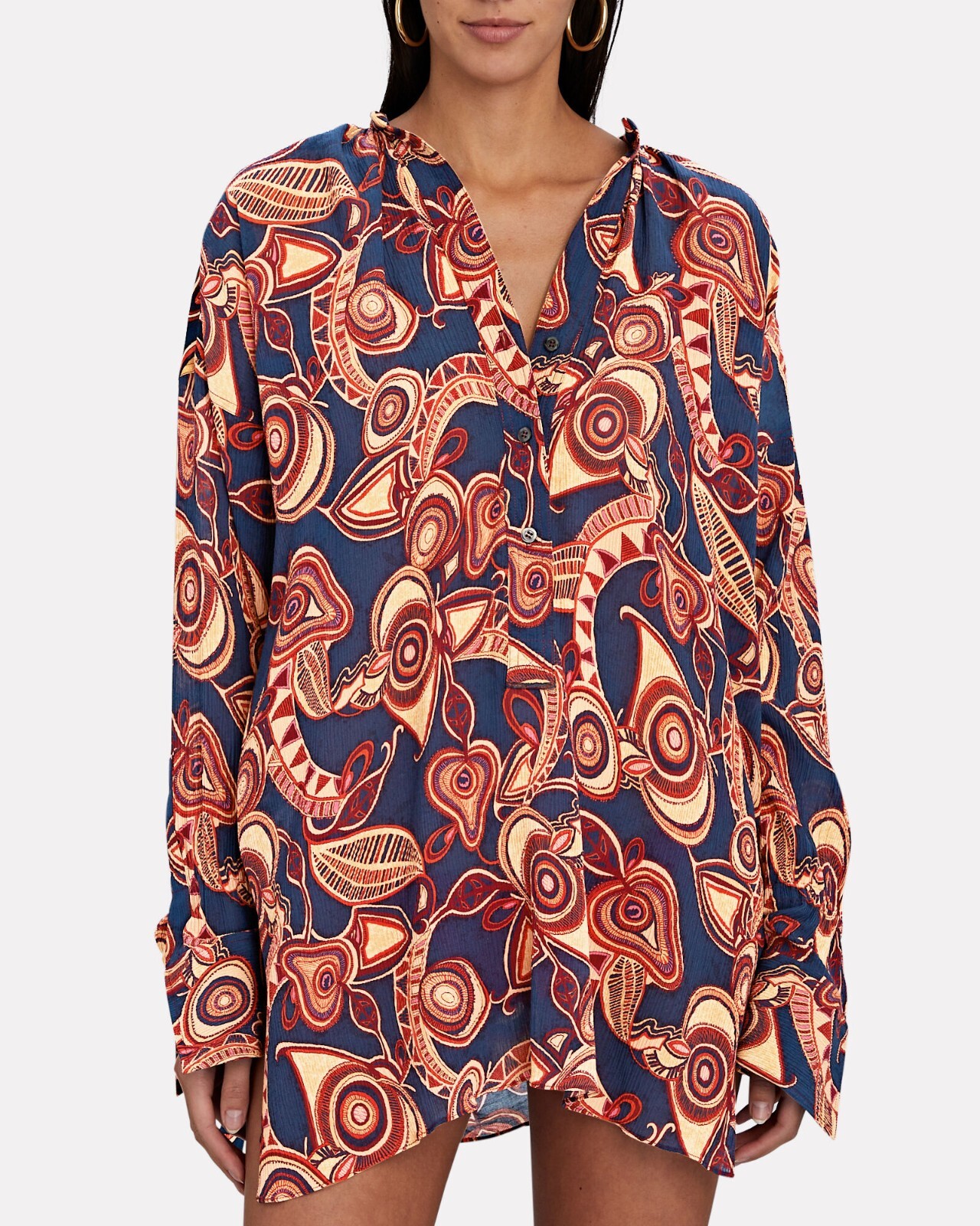 NWT $295 A.L.C. Paulina Printed Silk Gauze Mini Shirt Dress M/L