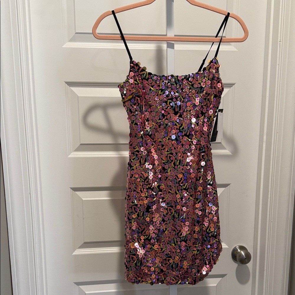 NWT City Studio Sequin Spaghetti Strap Dress Size 1/2