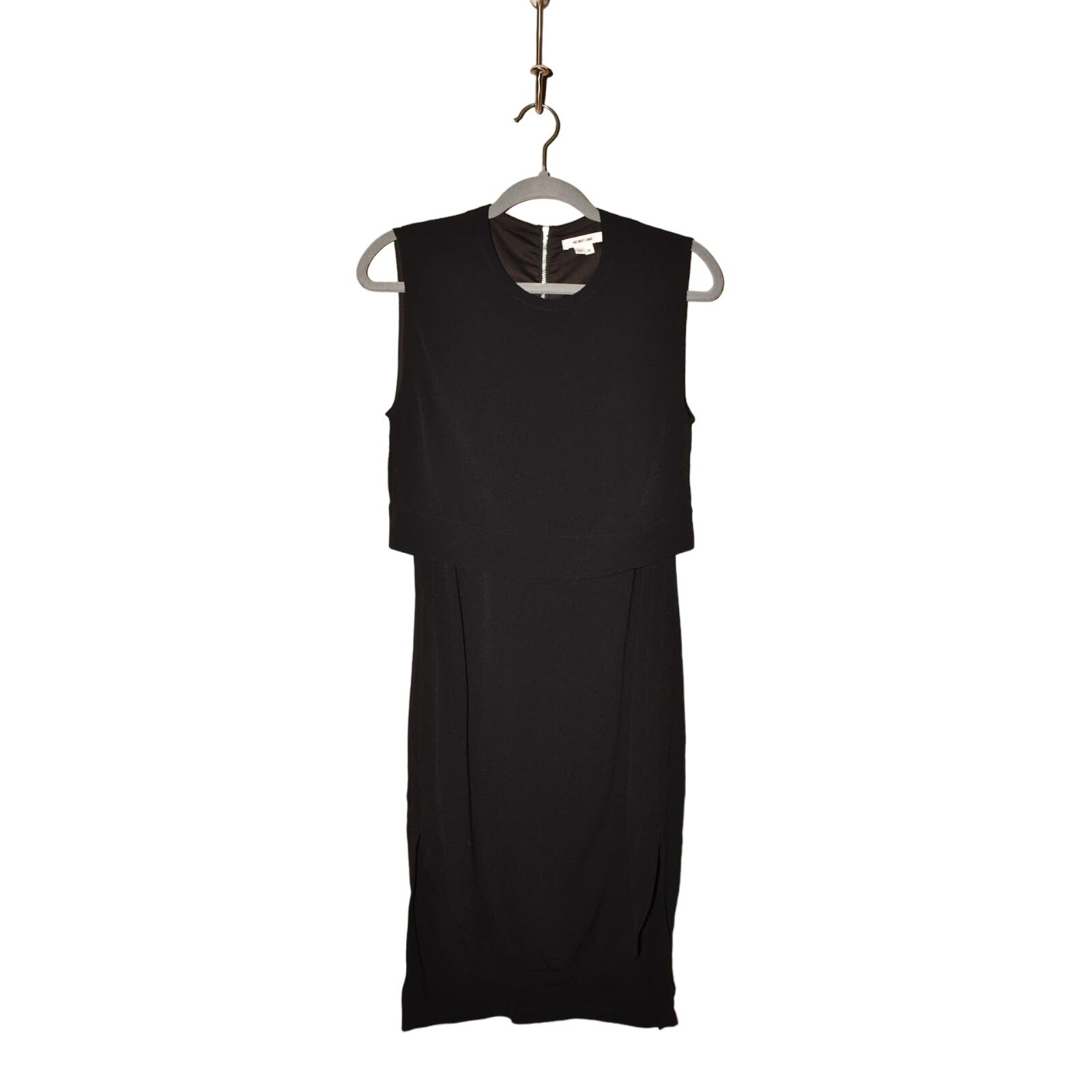 HELMUT LANG $395 Blaze Layered High Low Hem Dress Black Size 00