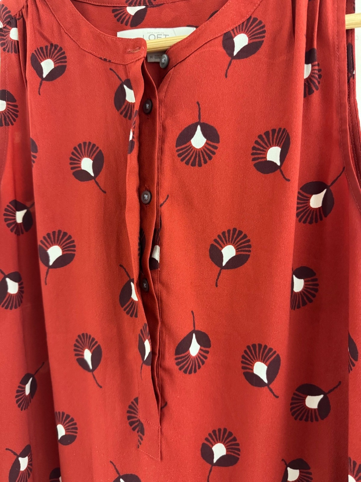 Ann Taylor LOFT Rust Brown Dandelion Drop Waist Ruffle Hem Dress Size M Summer