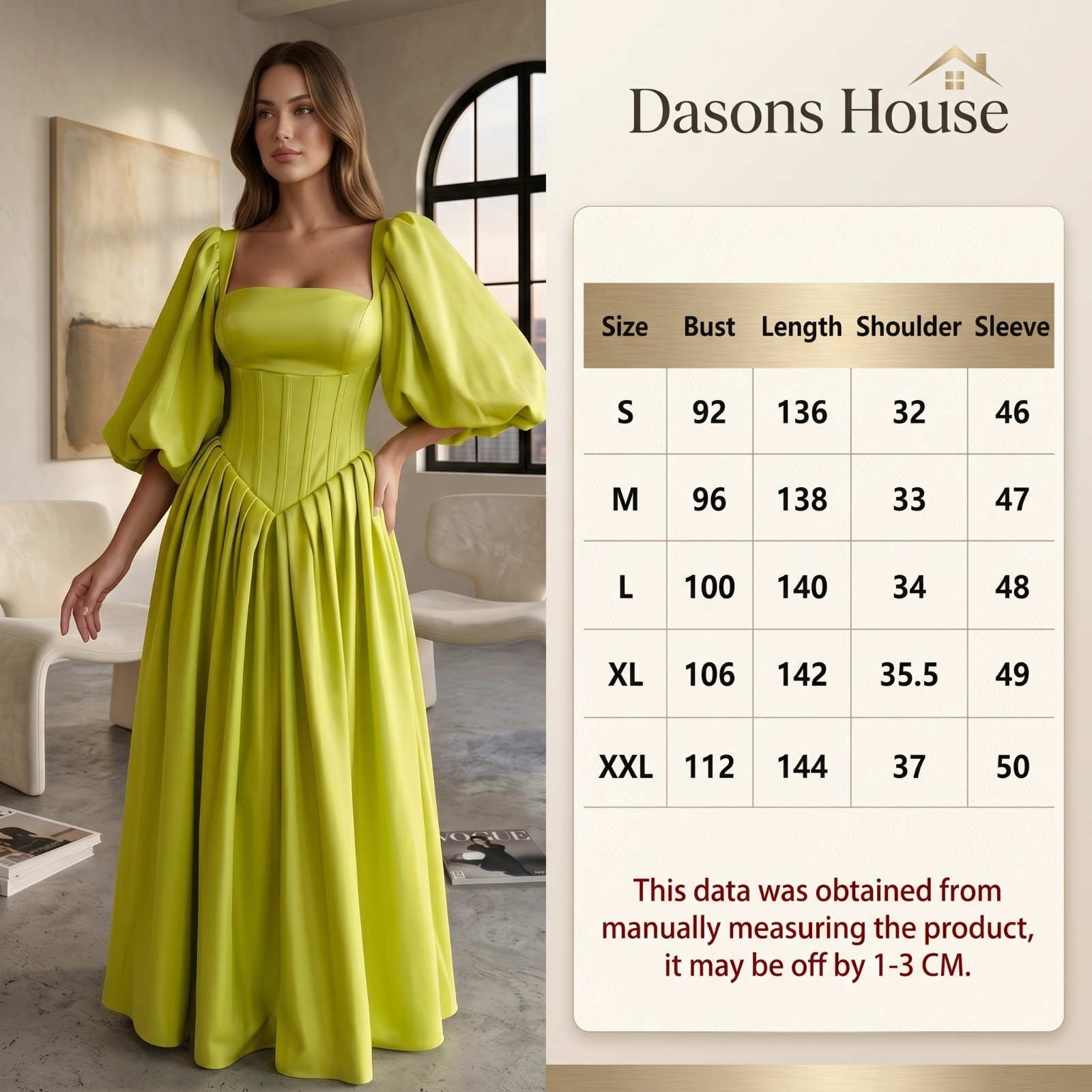 Elegant Square Neck Puff Sleeve Formal Evening Dress Corset Satin Prom Maxi Gown