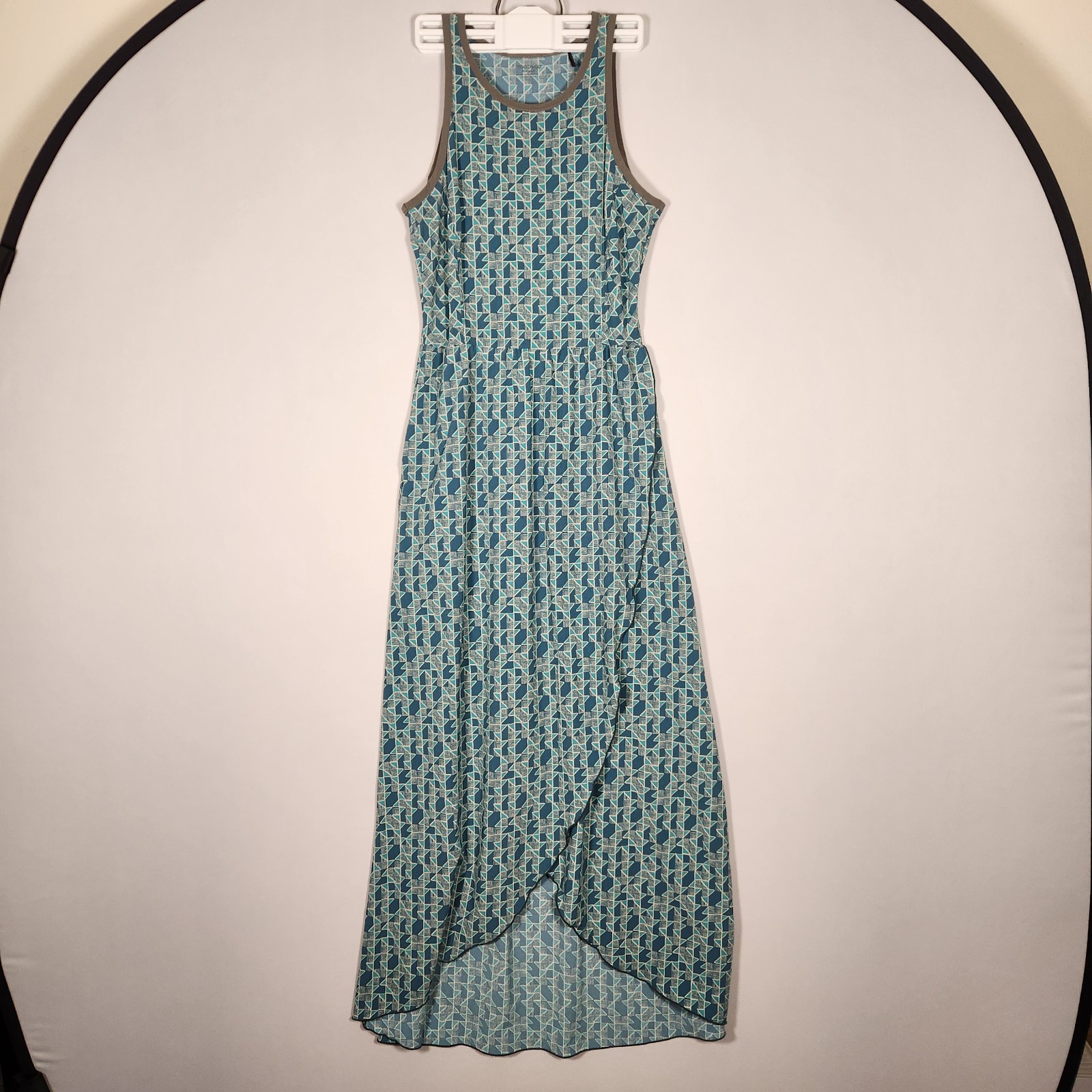 Toad And Co Sun Kissed Maxi Dress Green Geometric Nylon XS