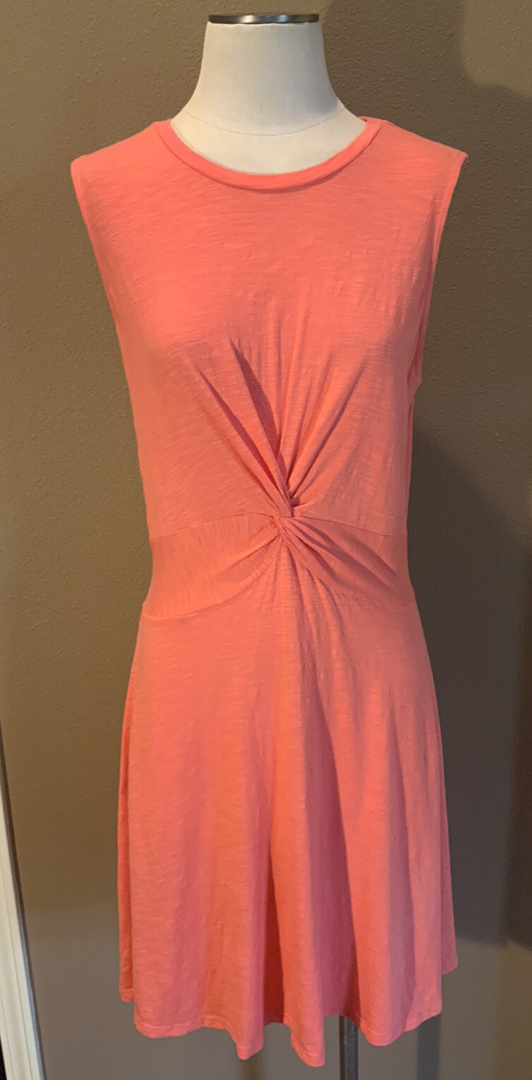 Nordstrom Caslon P/M Quiet Luxury Coral Twist Waist Cotton Jersey Dress