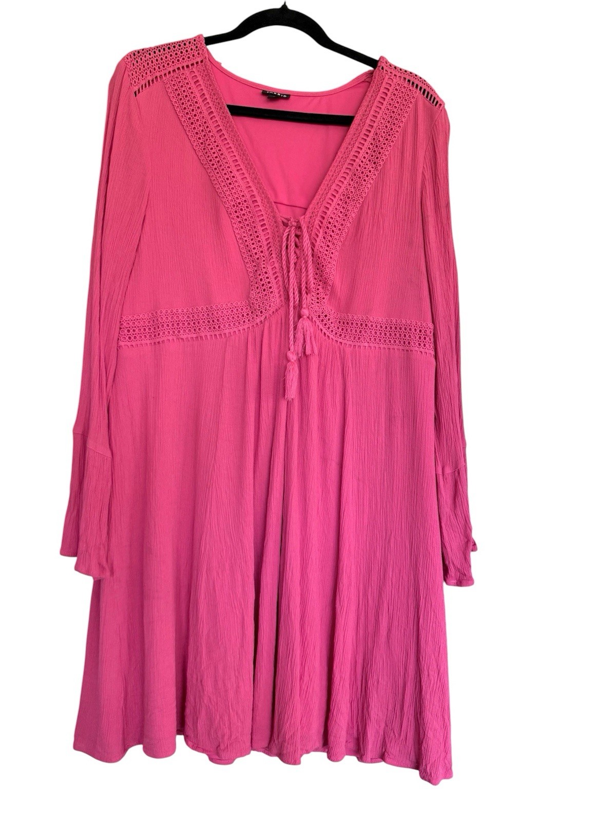 Torrid Boho Gauzy Lined Midi Dress Watermelon Pink Sz L Cottagecore Prarie