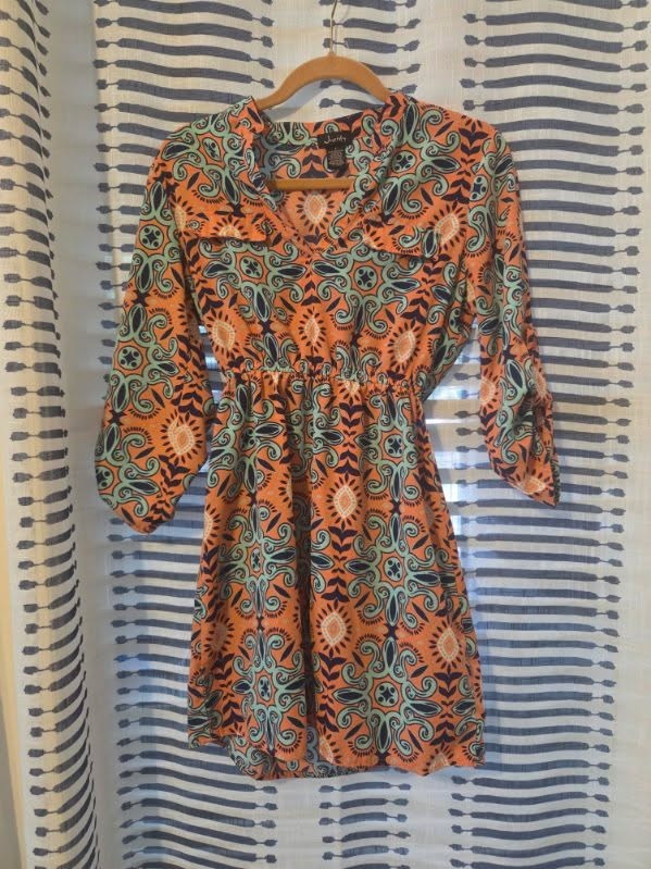 Geometric Paisley Pink/Blue Print 3/4 Sleeve Elastic Waist Midi Summer Dress S