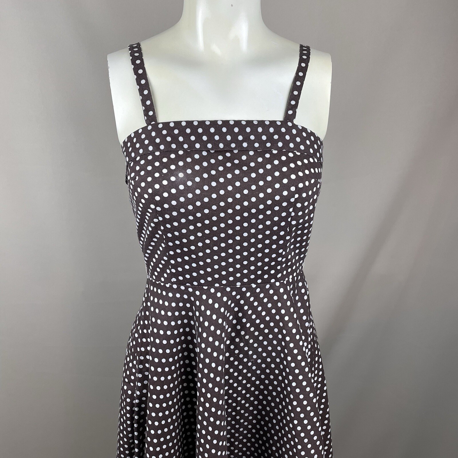 Stop Staring! Vintage Full Circle Sun Dress Small Brown Polka Dot Swing Retro
