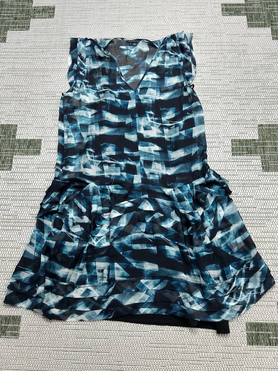 Theory Dress Womens 6 Blue Silk Blouson