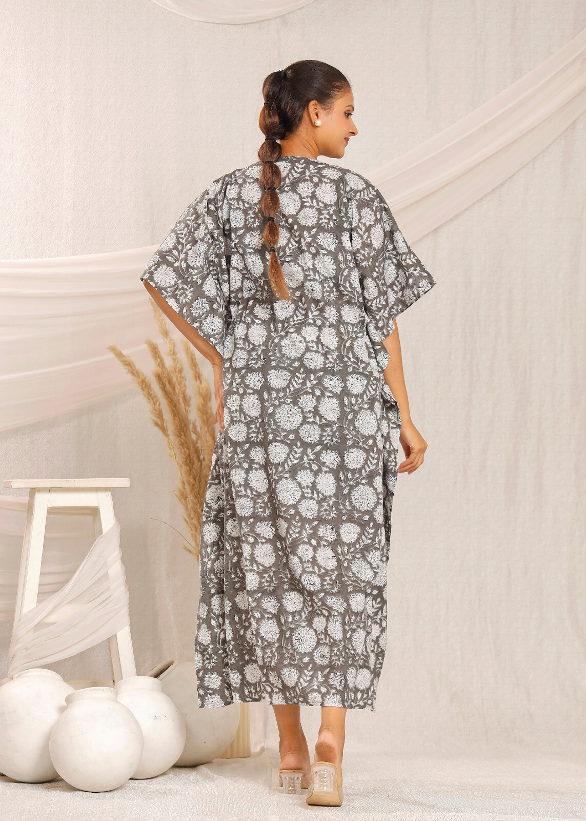 Indian handmade floral cotton kaftan women dress long kaftan dress beach coverup