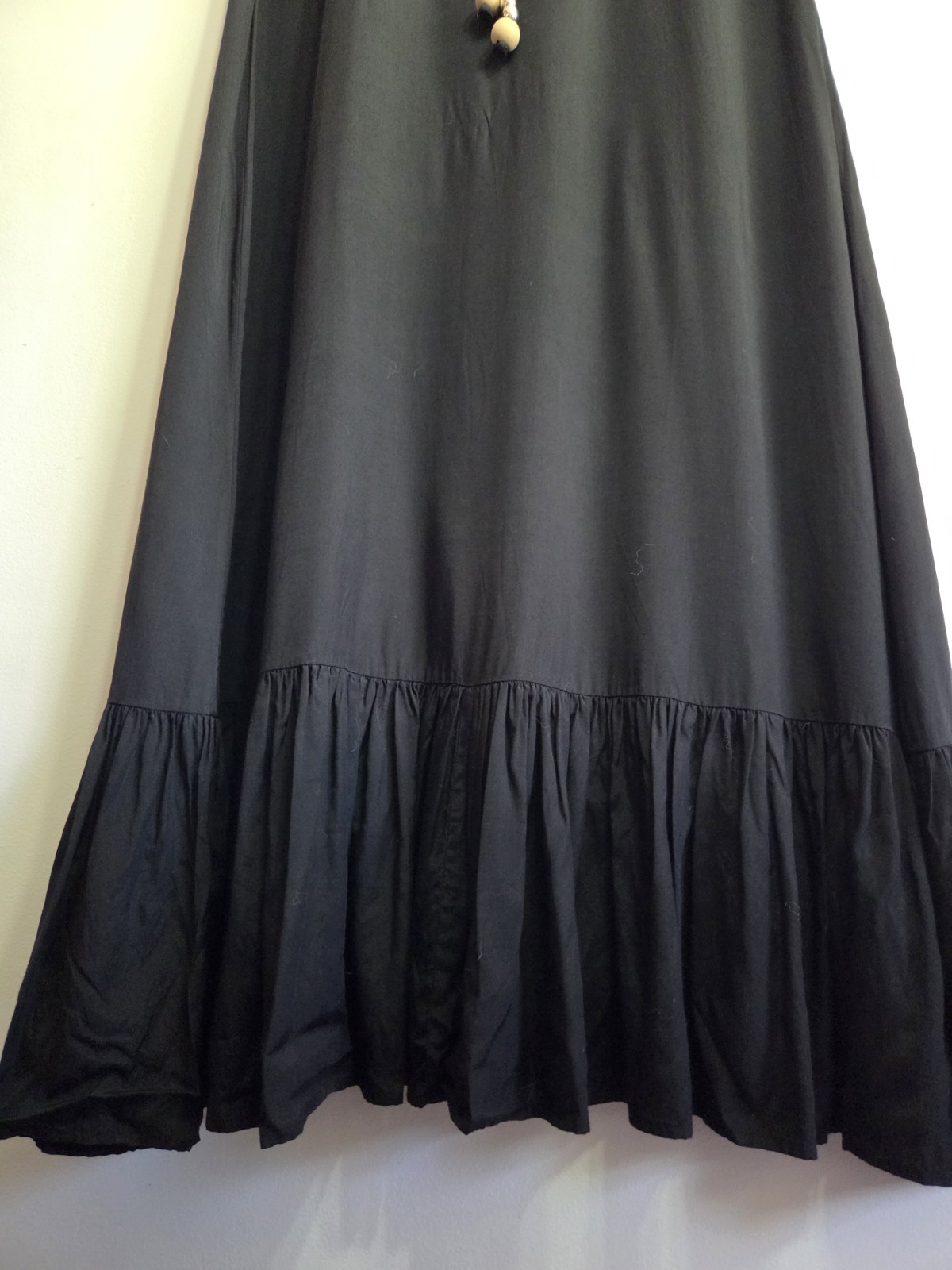 RACHEL GILBERT Size 0 Black Cotton / Viscose Beaded Ruffle Lined Maxi Dress