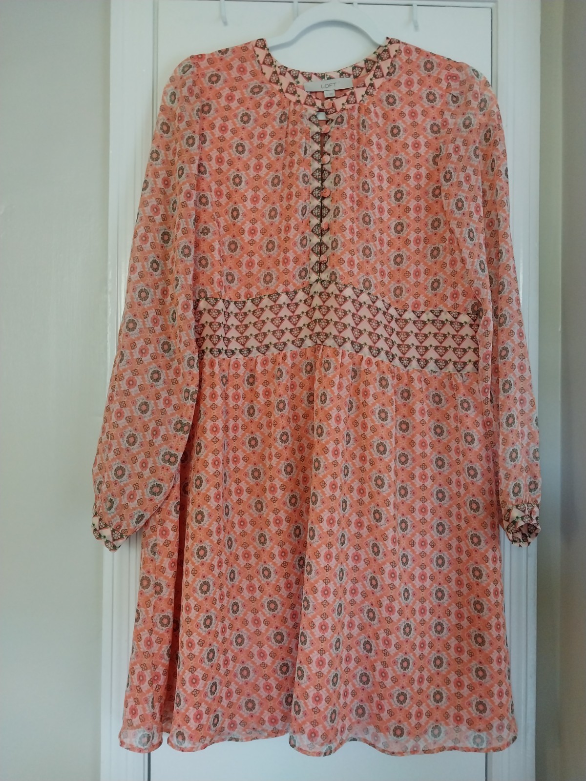 Loft Dress Orange Peach Multicolor Size Small Flowy Lined Lightweight
