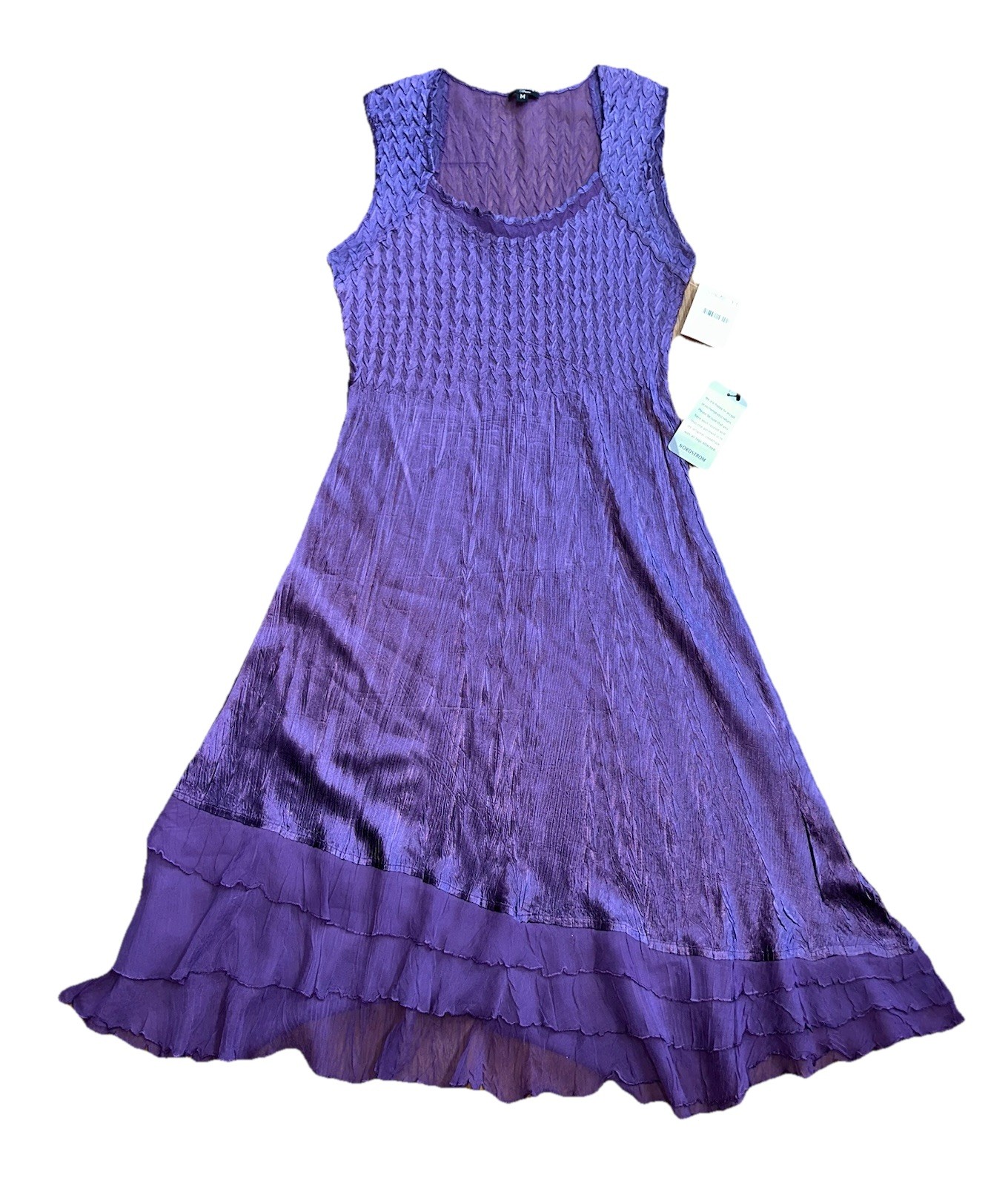 NEW Komarov Charmeuse & Chiffon Cocktail Dress Purple Noble Italy Size M