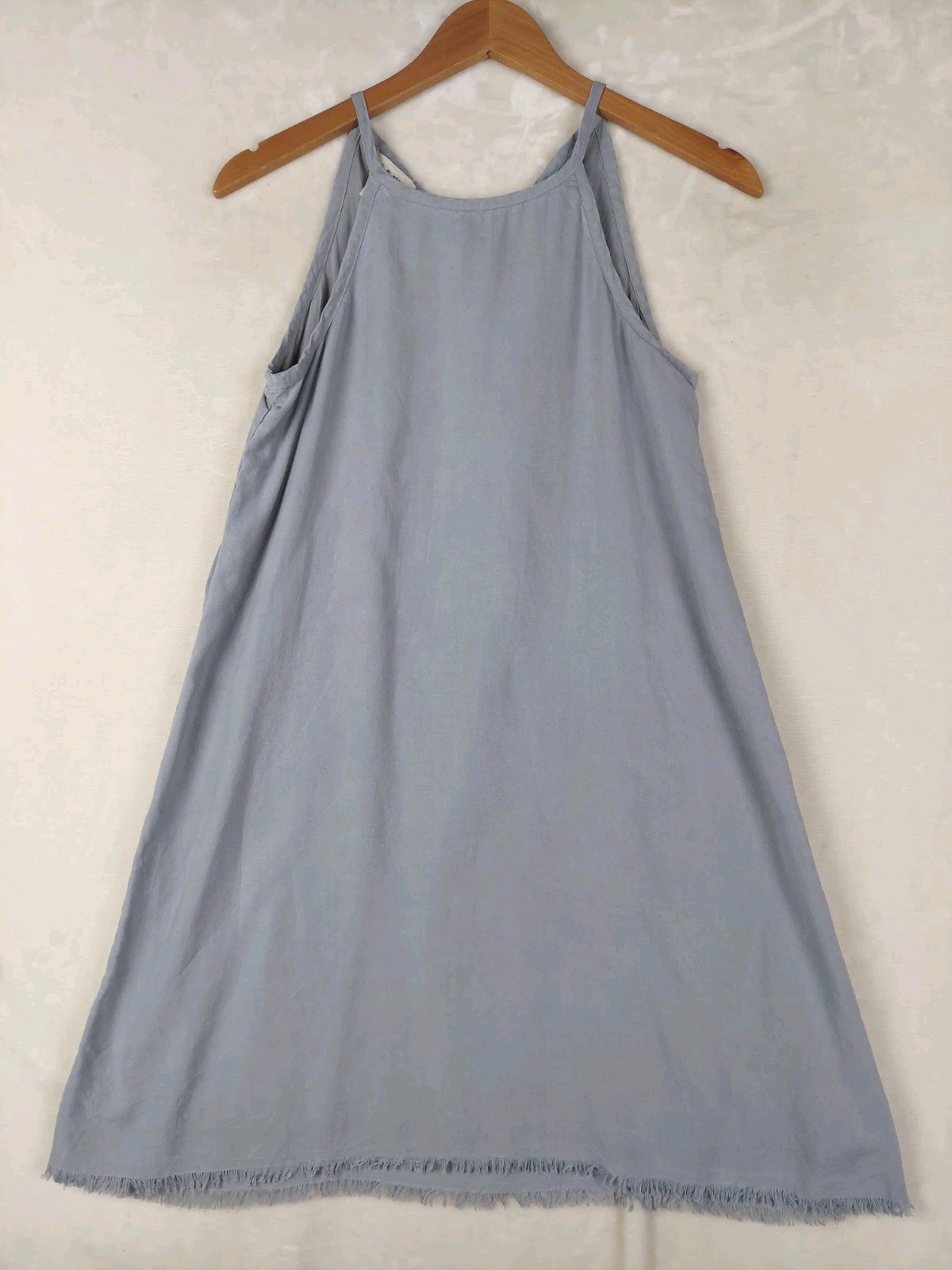 Cloth & Stone [Anthro] Halter Dress Womens XSmall Gray Frayed Hem 100% Tencel