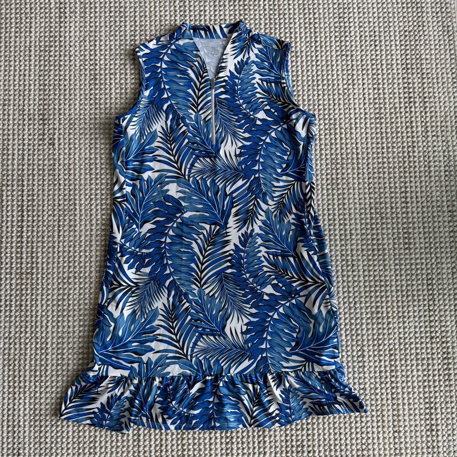 Tail Activewear Blue & White Tropical Floral Sleeveless Golf Dress Women’s XL