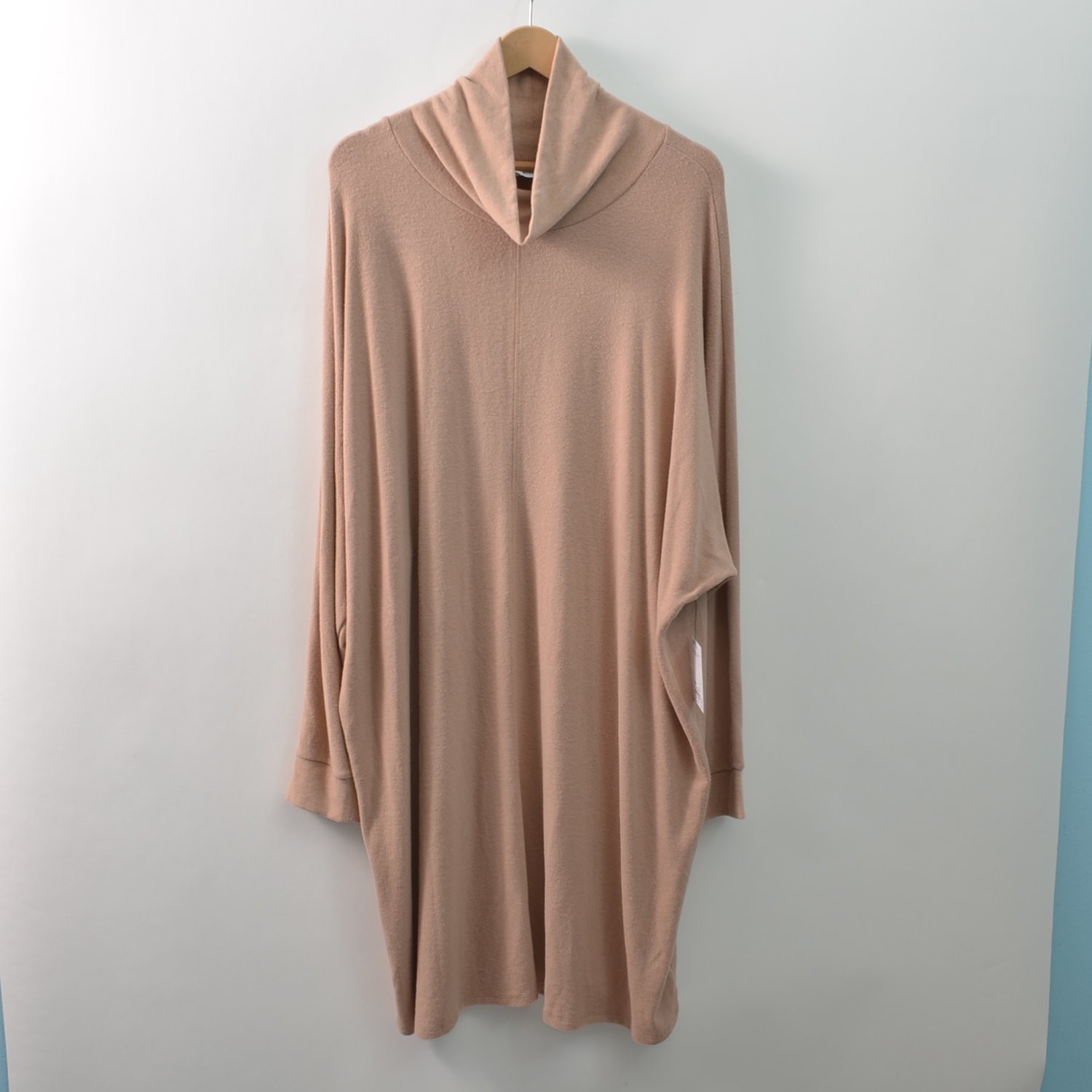 Sonoma Womens 3X Cowl Neck Sweater Dress Knee Length Shift Camel Knit