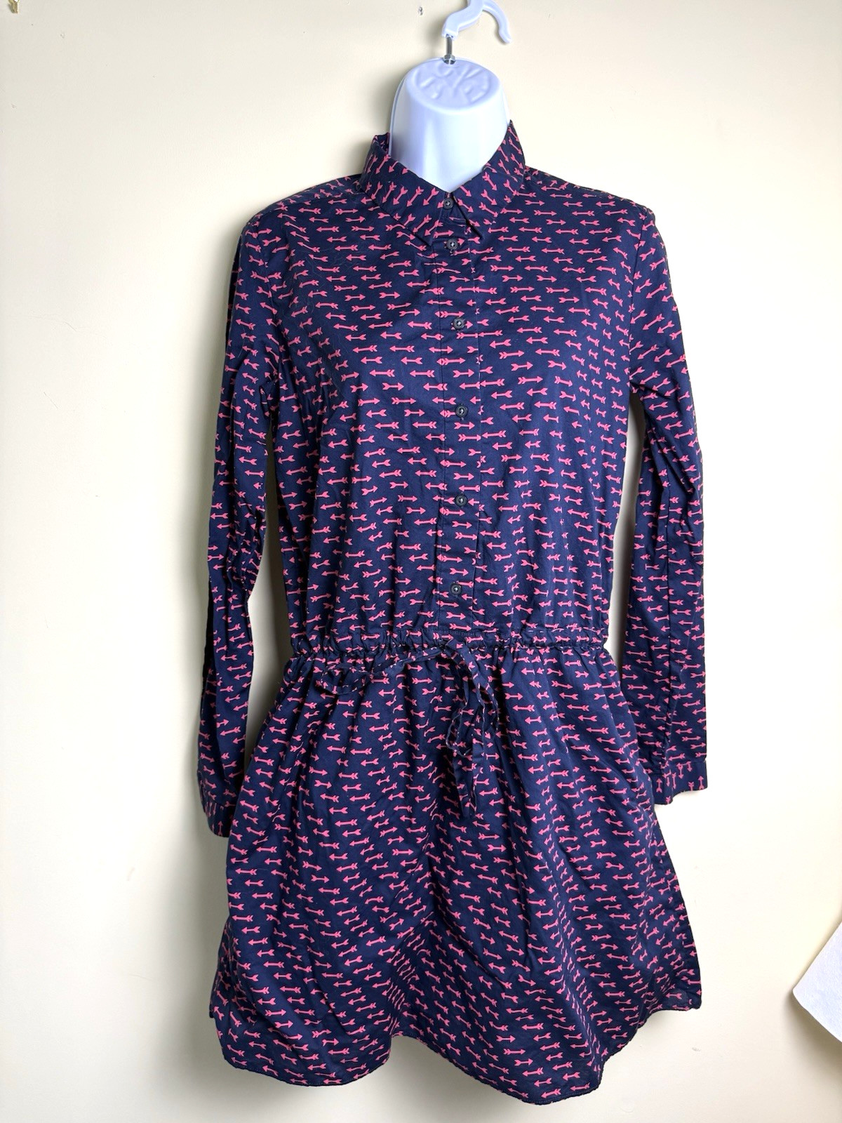 Gap Designed & Crafted Dress small Arrows navy red shirtdress