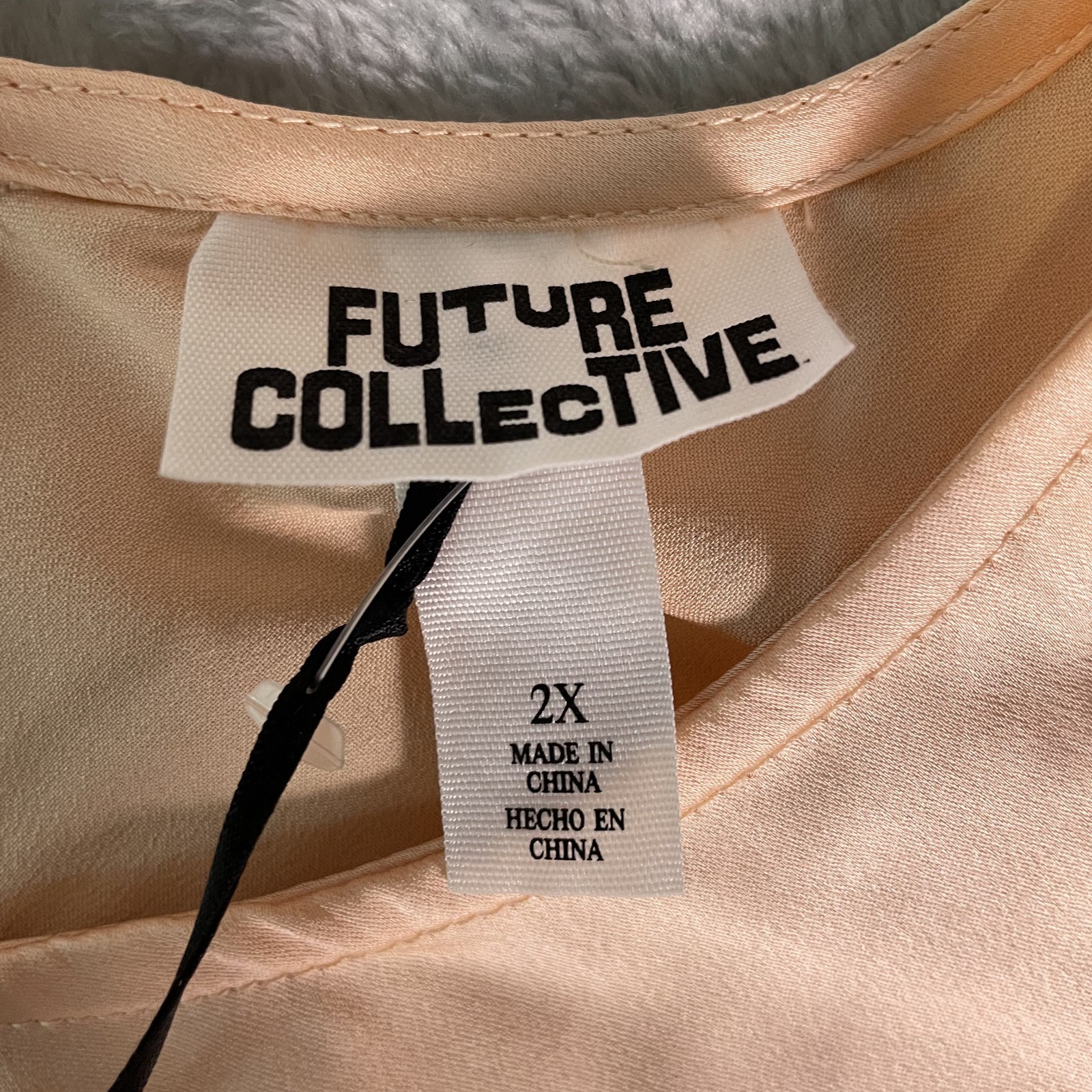 NWT Future Collective Maxi Slip Dress Womens 2X Peach Champagne Satin Sexy Night
