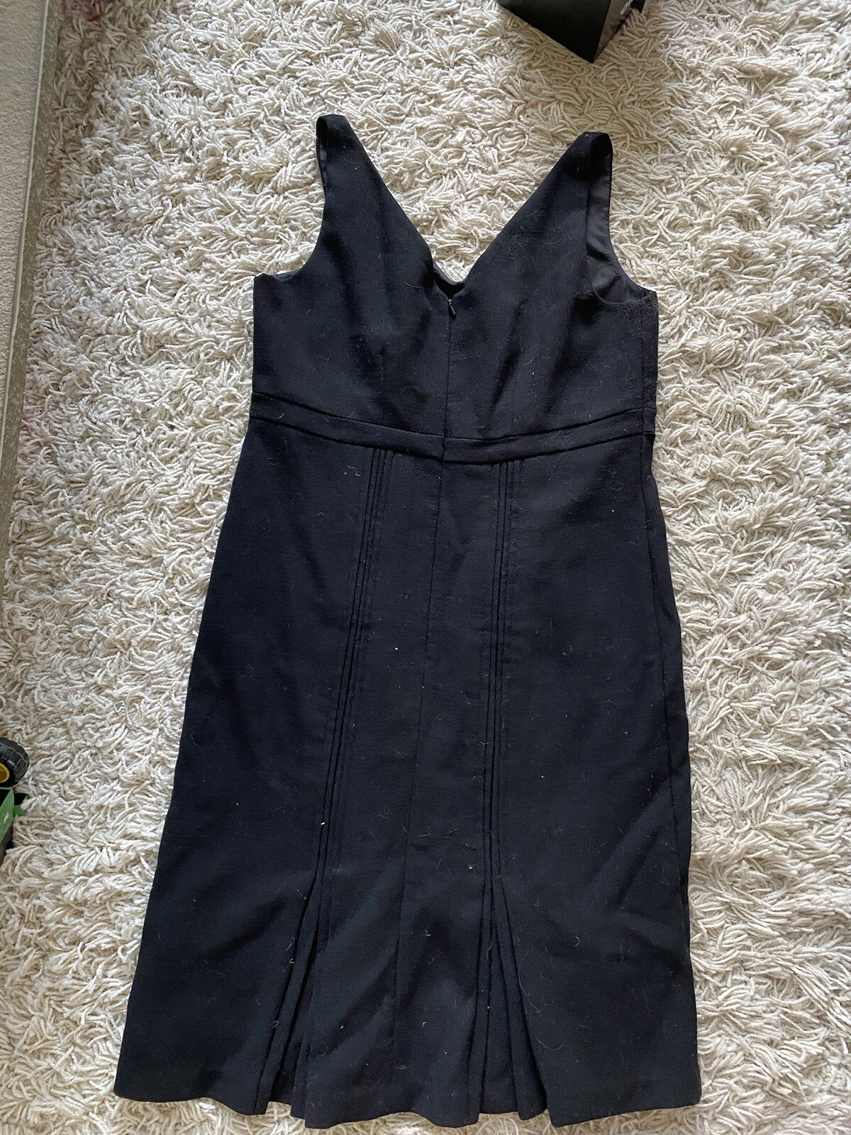 Allegory Dress Forth & Towne Black Wool Inverted Pleats 12 Shift Mid Length