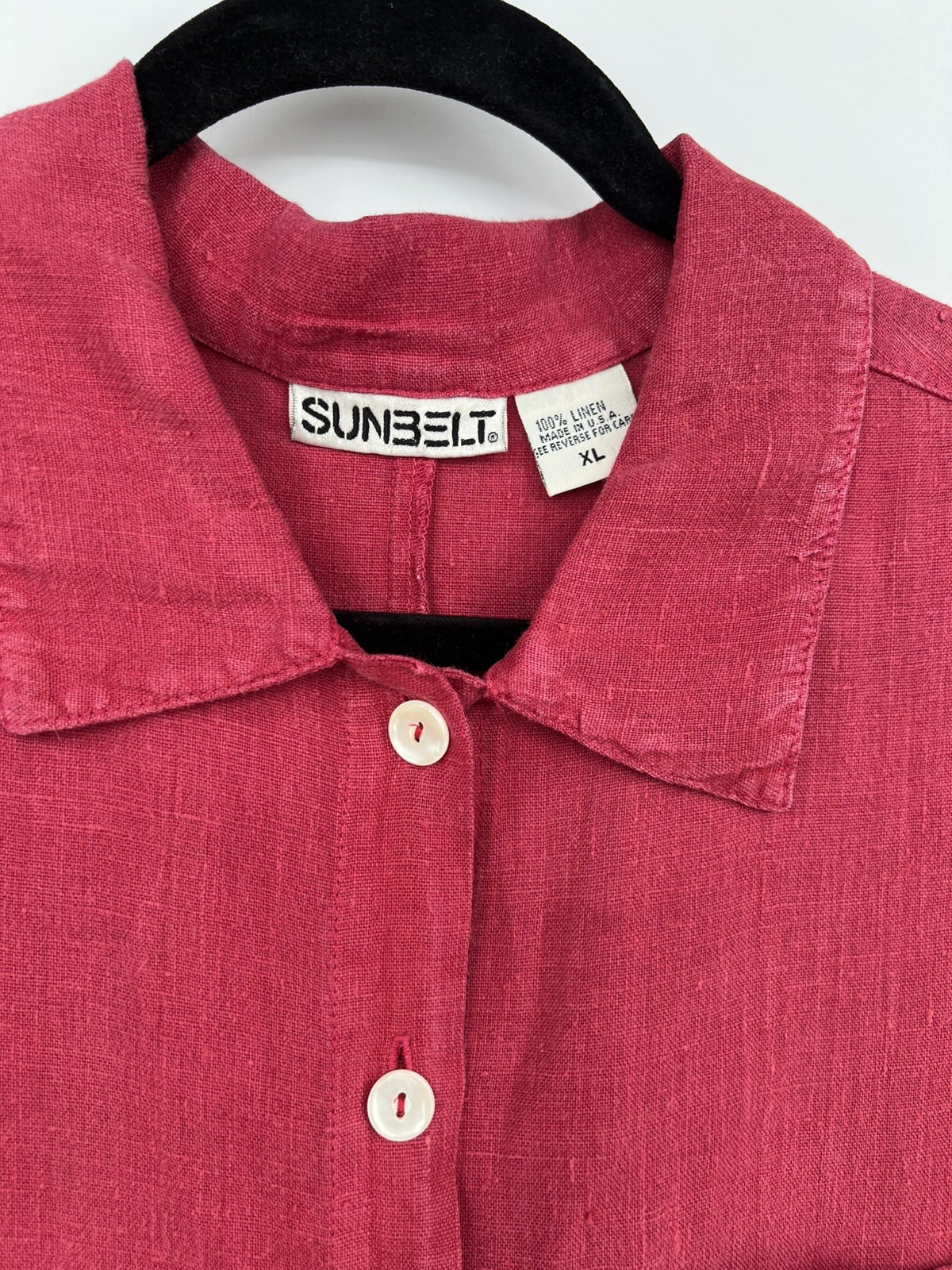Sunbelt Red Raspberry Dress Womens -size XL 100% Linen Lagenlook Vintage