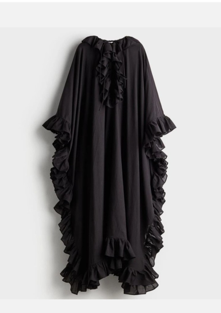 H&M STUDIO Collection Resort one size: XS,S,M,L,XL black Ruffled Kaftan Dress BN