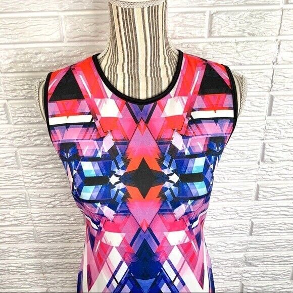Just Love Multicolored Geometric Patterned Dress Size Medium