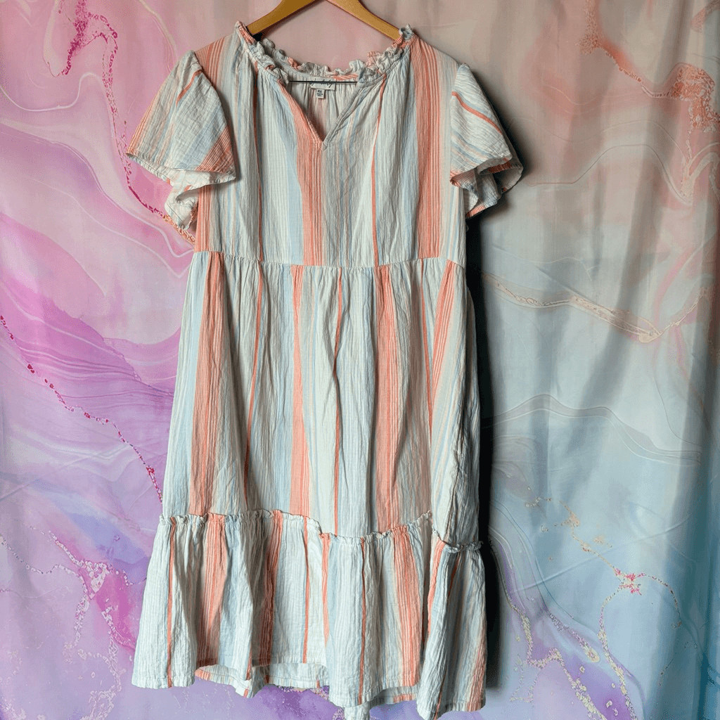 Wonderly PXL Tiered Ruffle Prairie Dress Preppy Patriotic 4th of July Boardwalk
