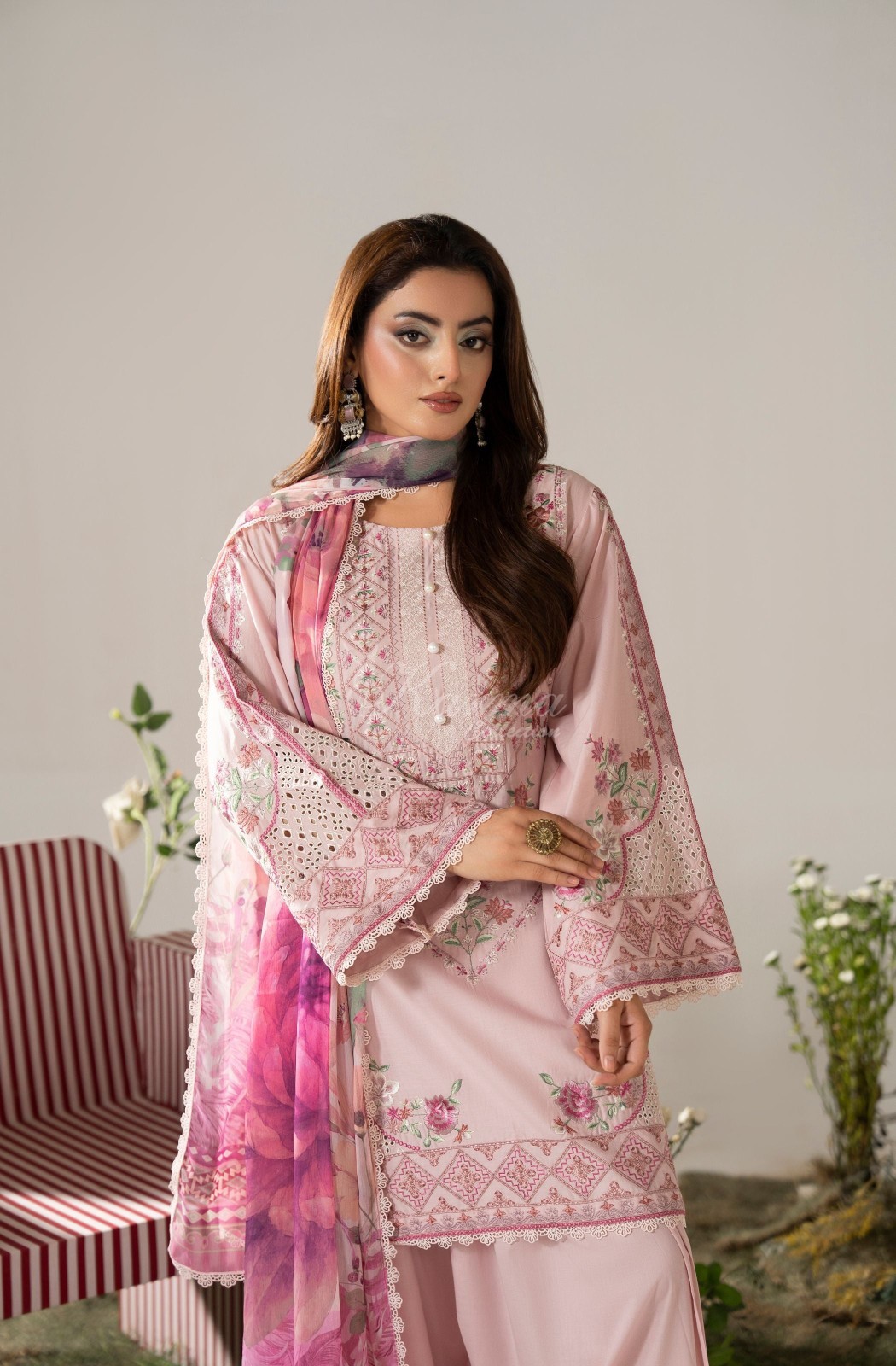 Karma Collection 3 Piece Stitched Embroidery Suit – KC-1580-Soft Pink