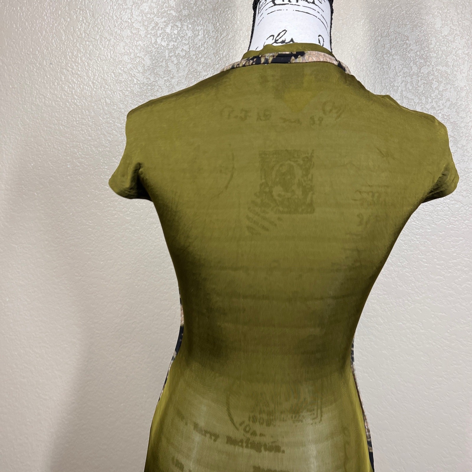 Just Cavalli by Roberto Cavalli olive dress deep lace-up plunging neckline 38