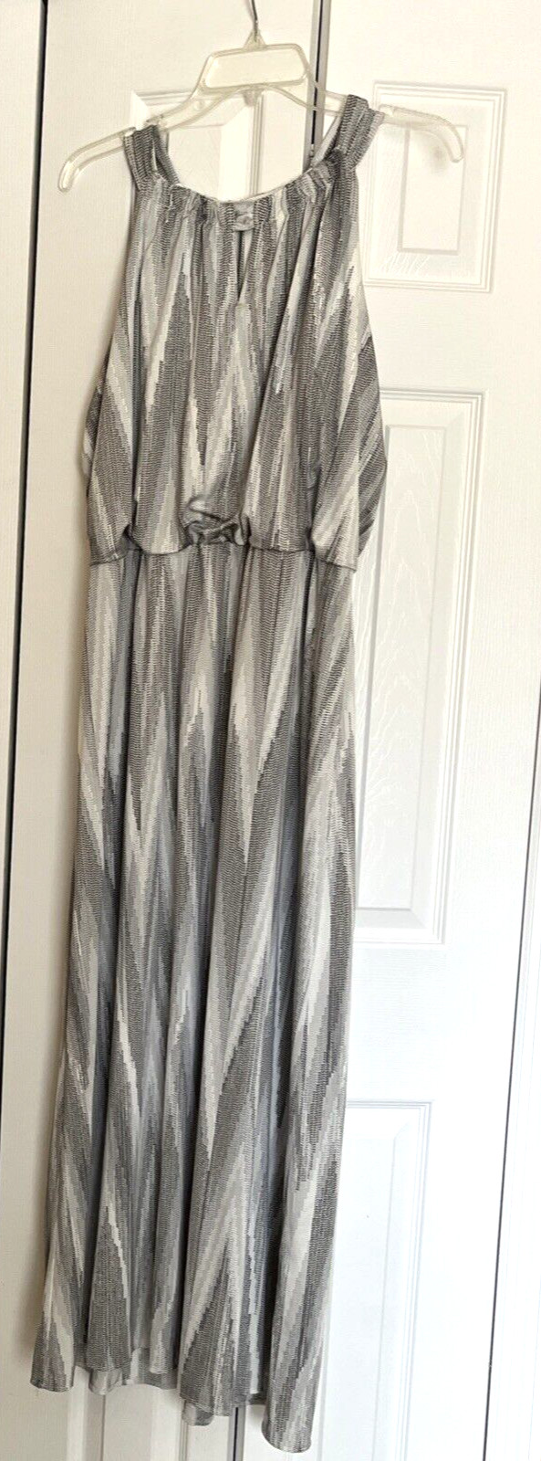 Chico´s Digital Print Grecian Neckline Lined Upper Long Maxi Sun Dress Size 3