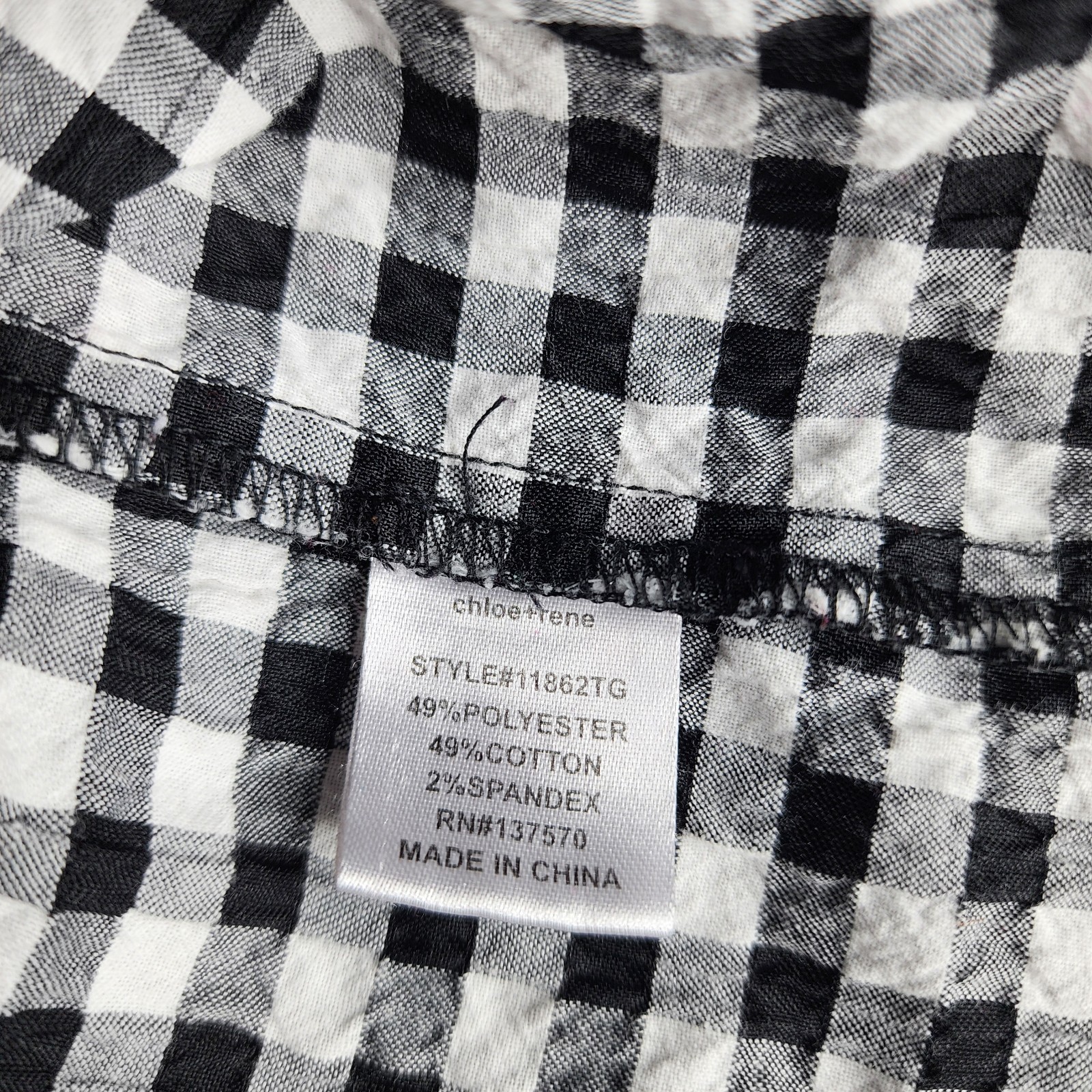 Women’s Black & White Checkered Knee Length Ruffeled Hem Dress Size L Preppy